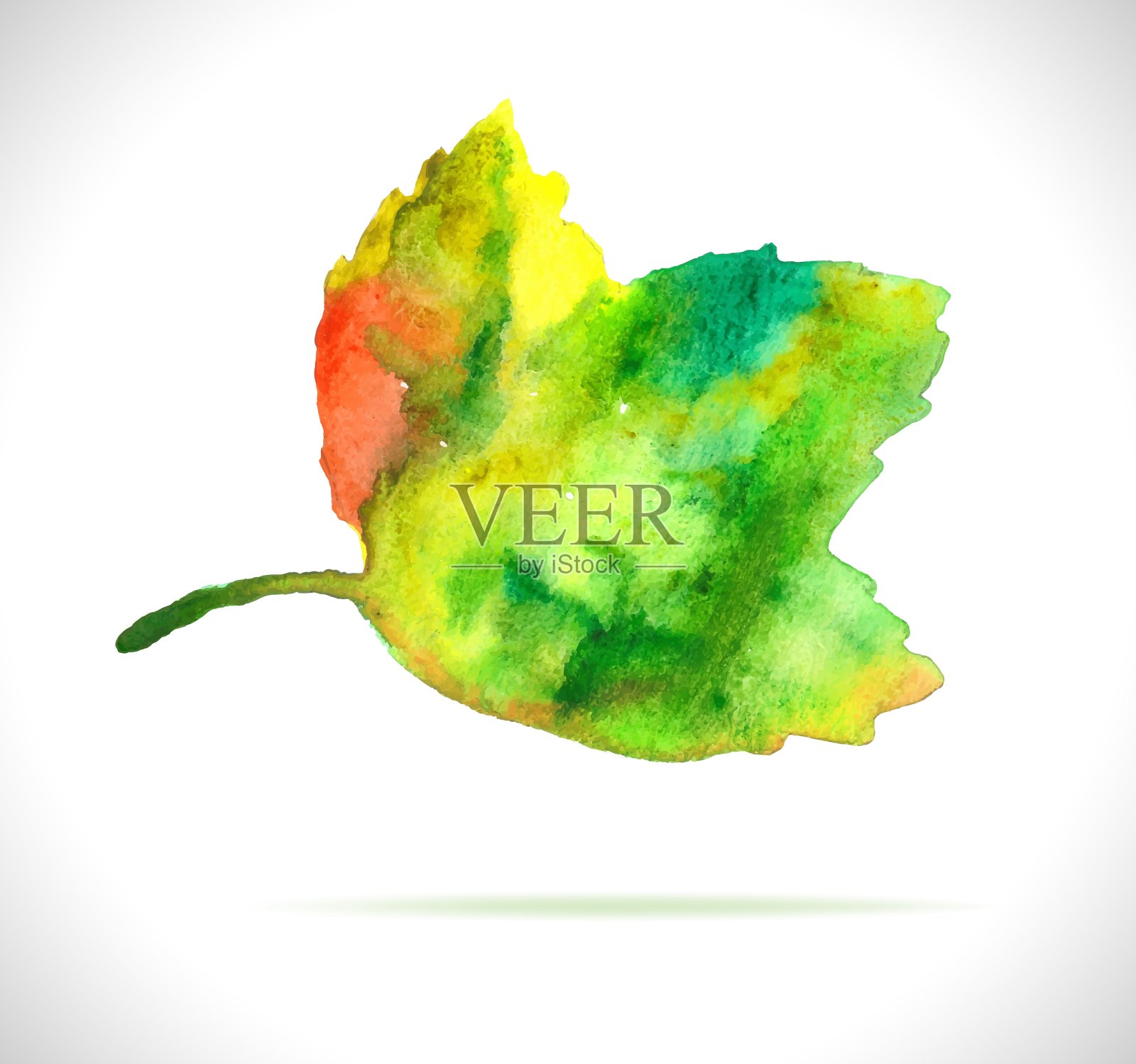 水彩彩叶设计元素插画图片素材