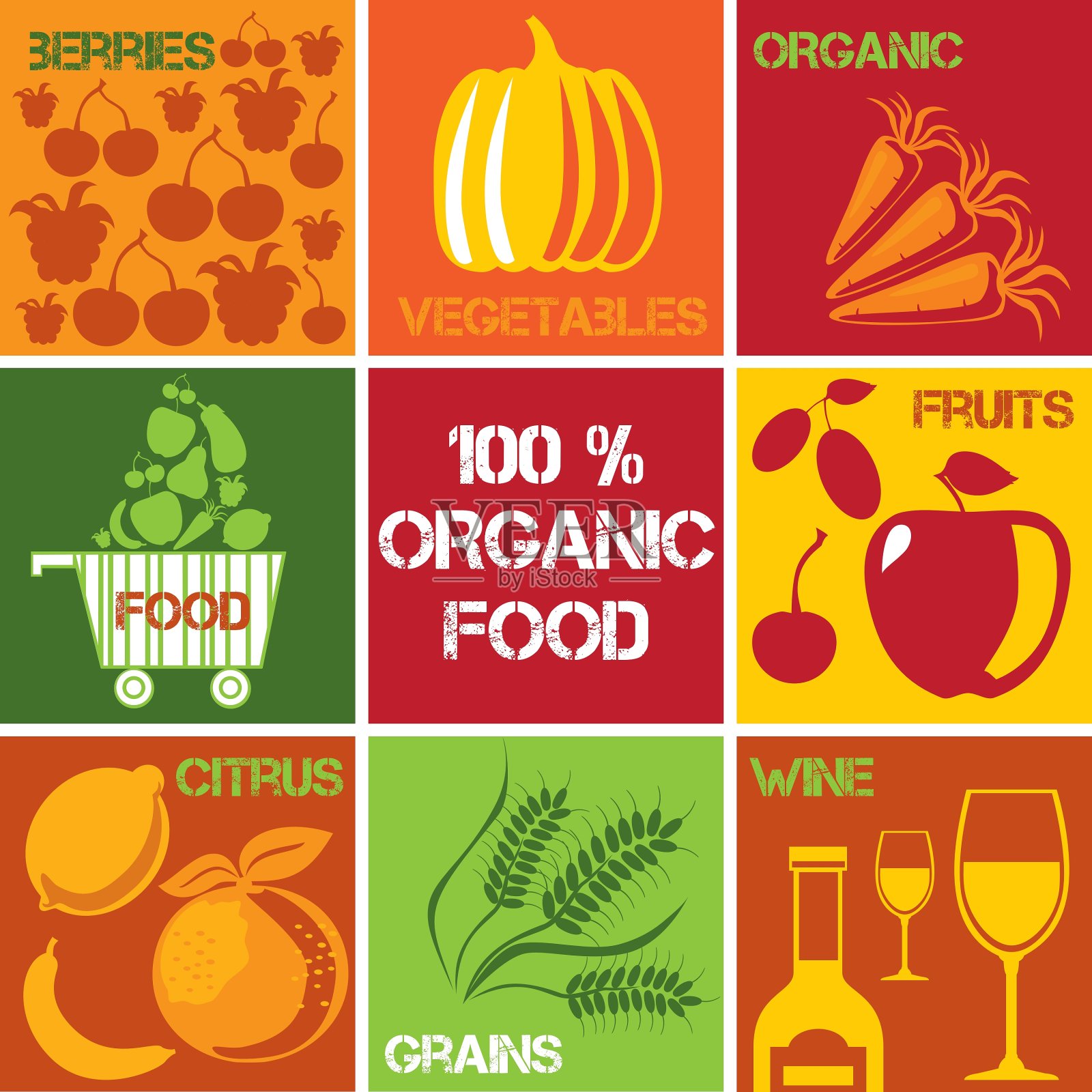 有机农产品的图标插画图片素材