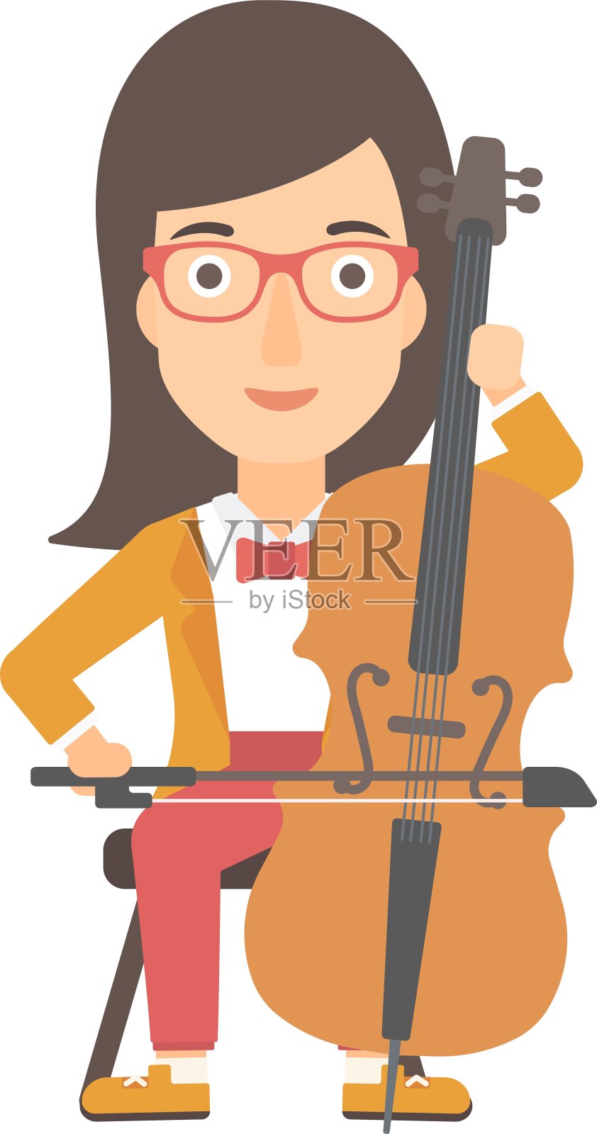 女人演奏大提琴设计元素图片