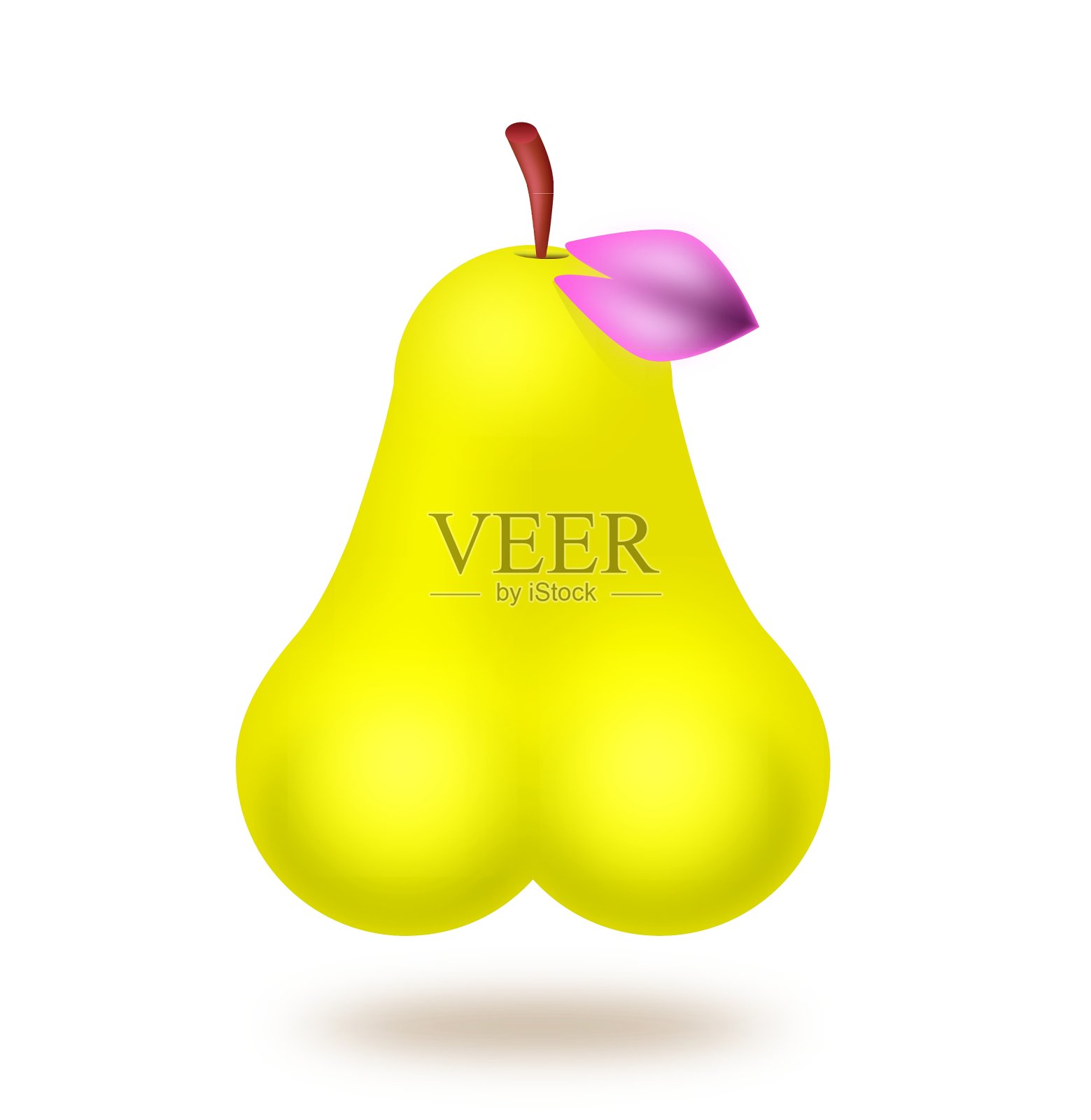 粉红色叶子的梨设计元素图片