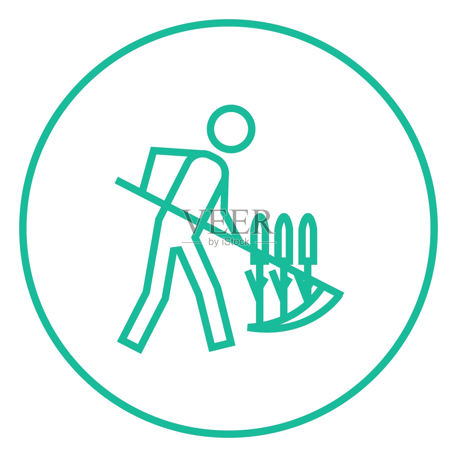 男人割草与镰刀线图标图标素材