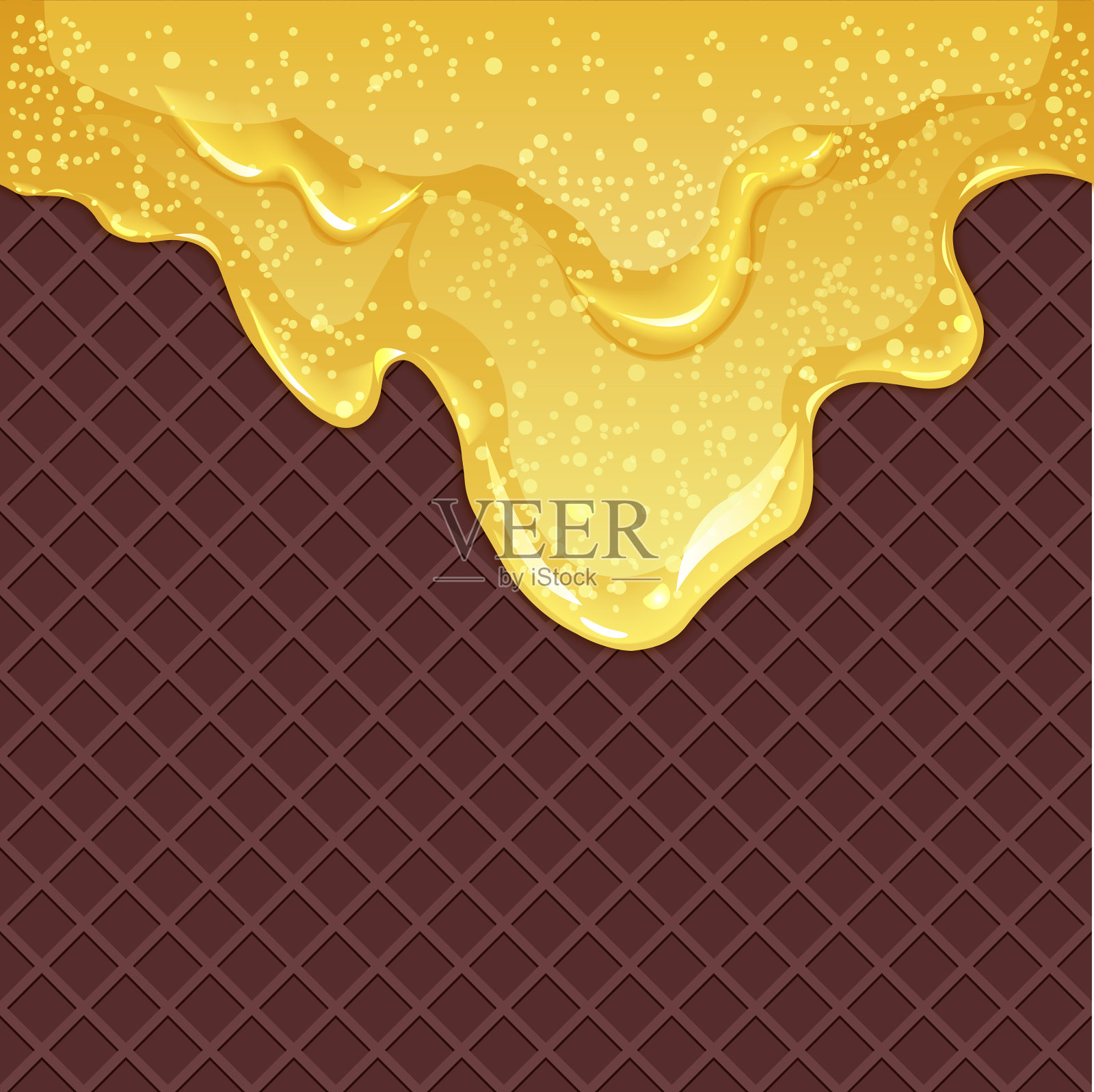 华夫饼背景与蜂蜜插画图片素材