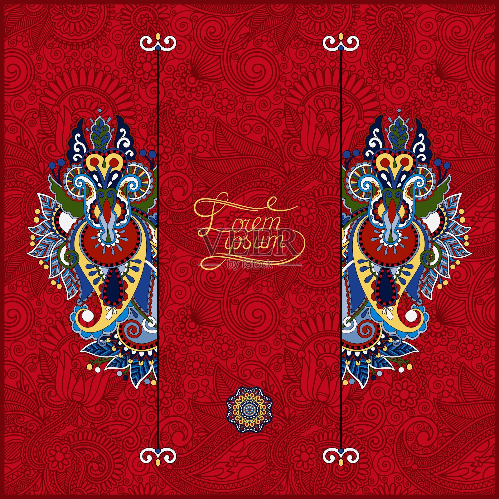 红色花卉装饰模板与地方为您插画图片素材