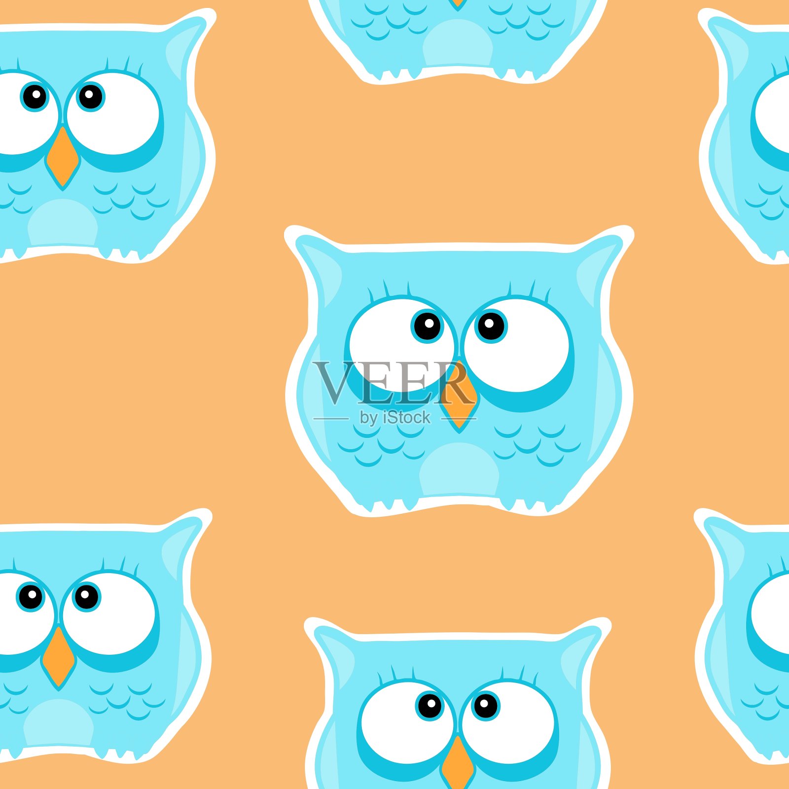 有趣的猫头鹰无缝图案宝宝猫头鹰插画图片素材