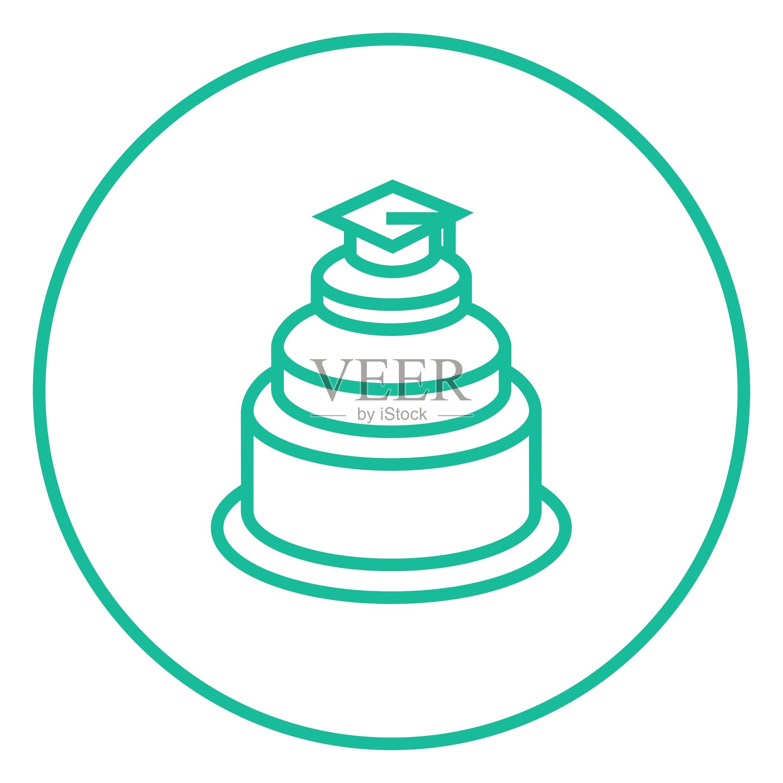 毕业帽上的蛋糕线图标图标素材