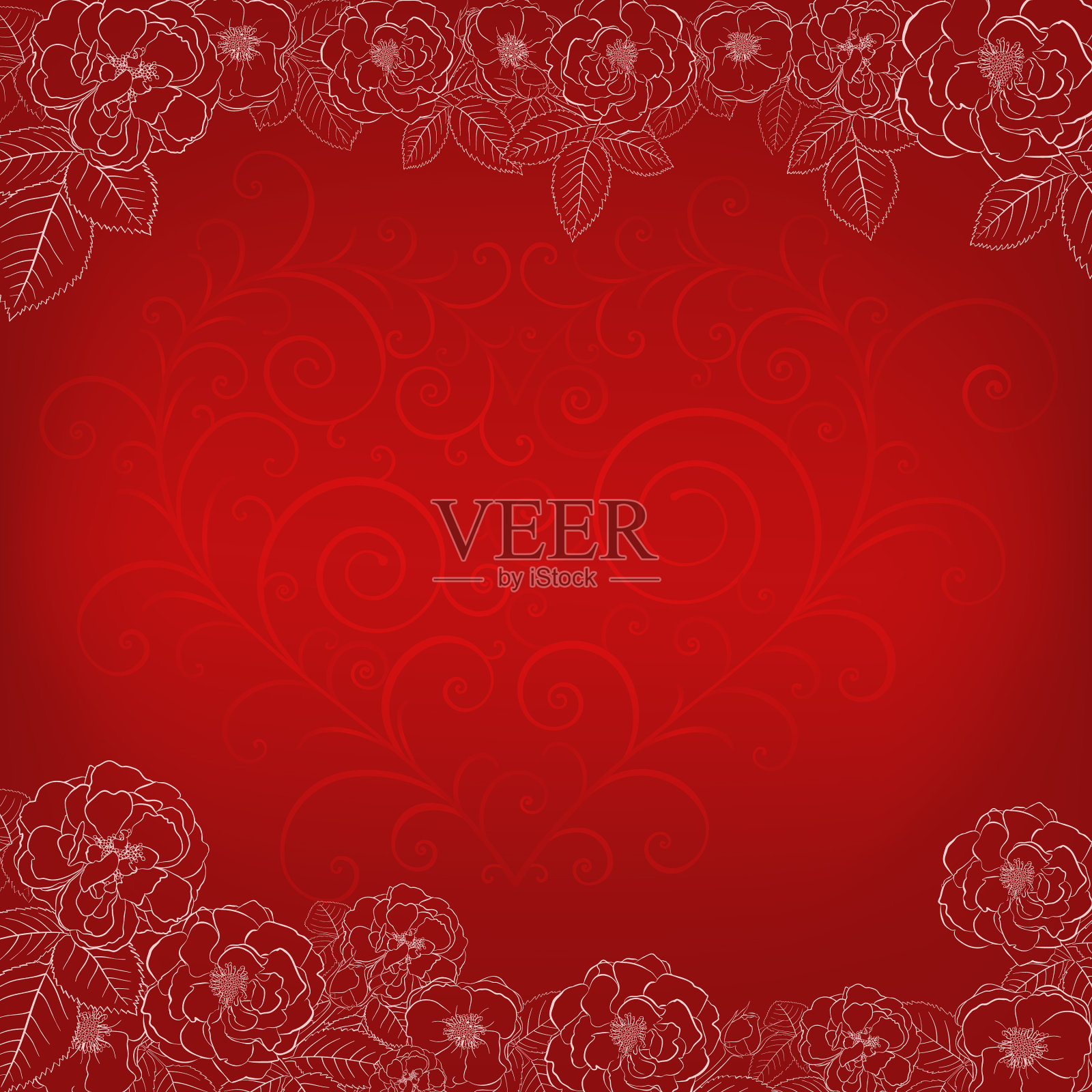 背景玫瑰和心插画图片素材