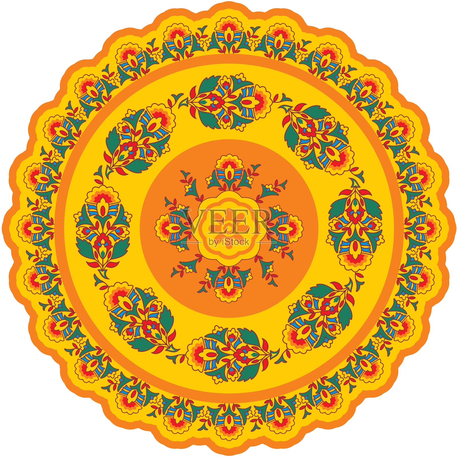 东方-印度-图案玫瑰插画图片素材