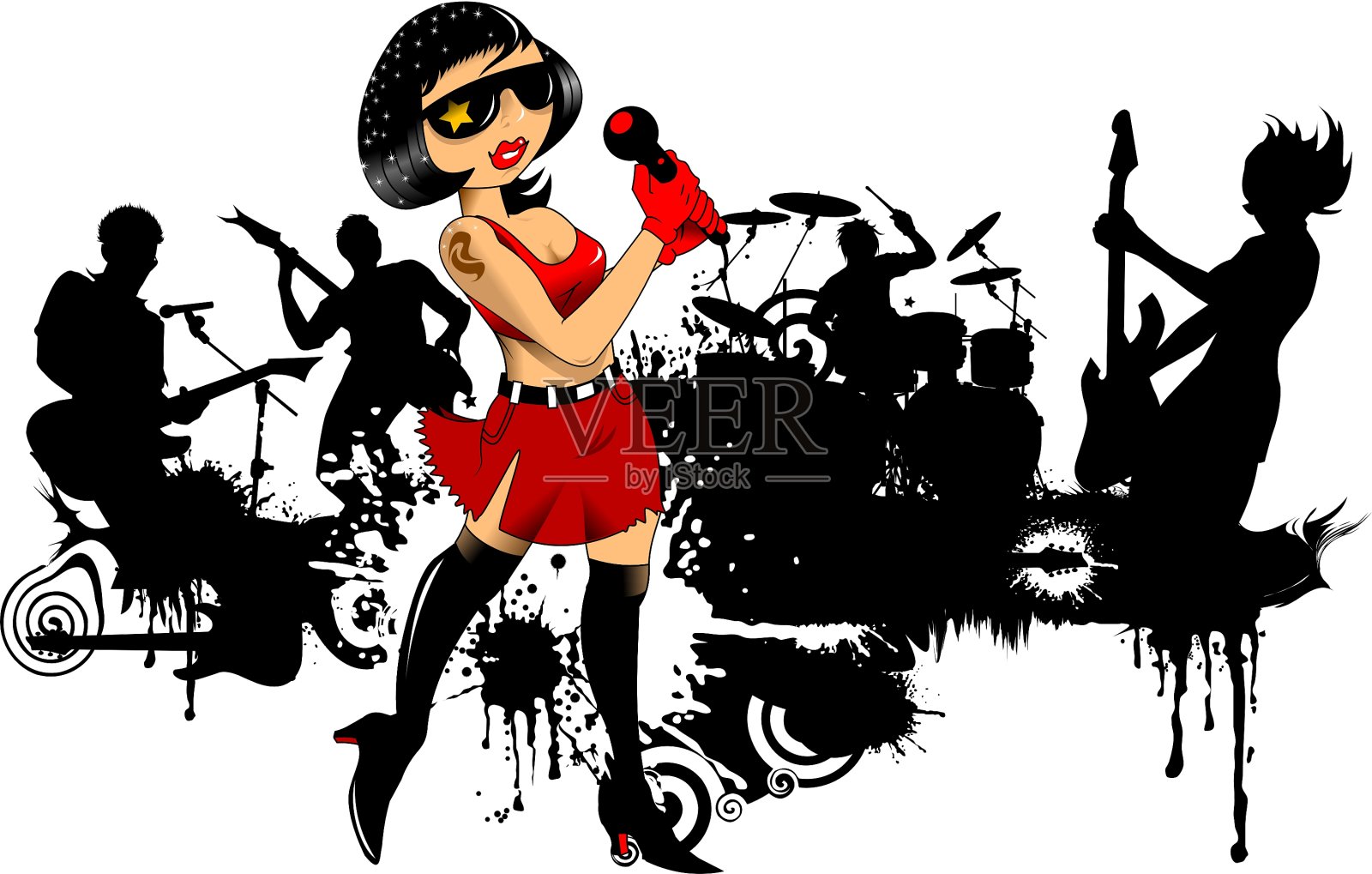 摇滚乐队的卡通设计元素图片