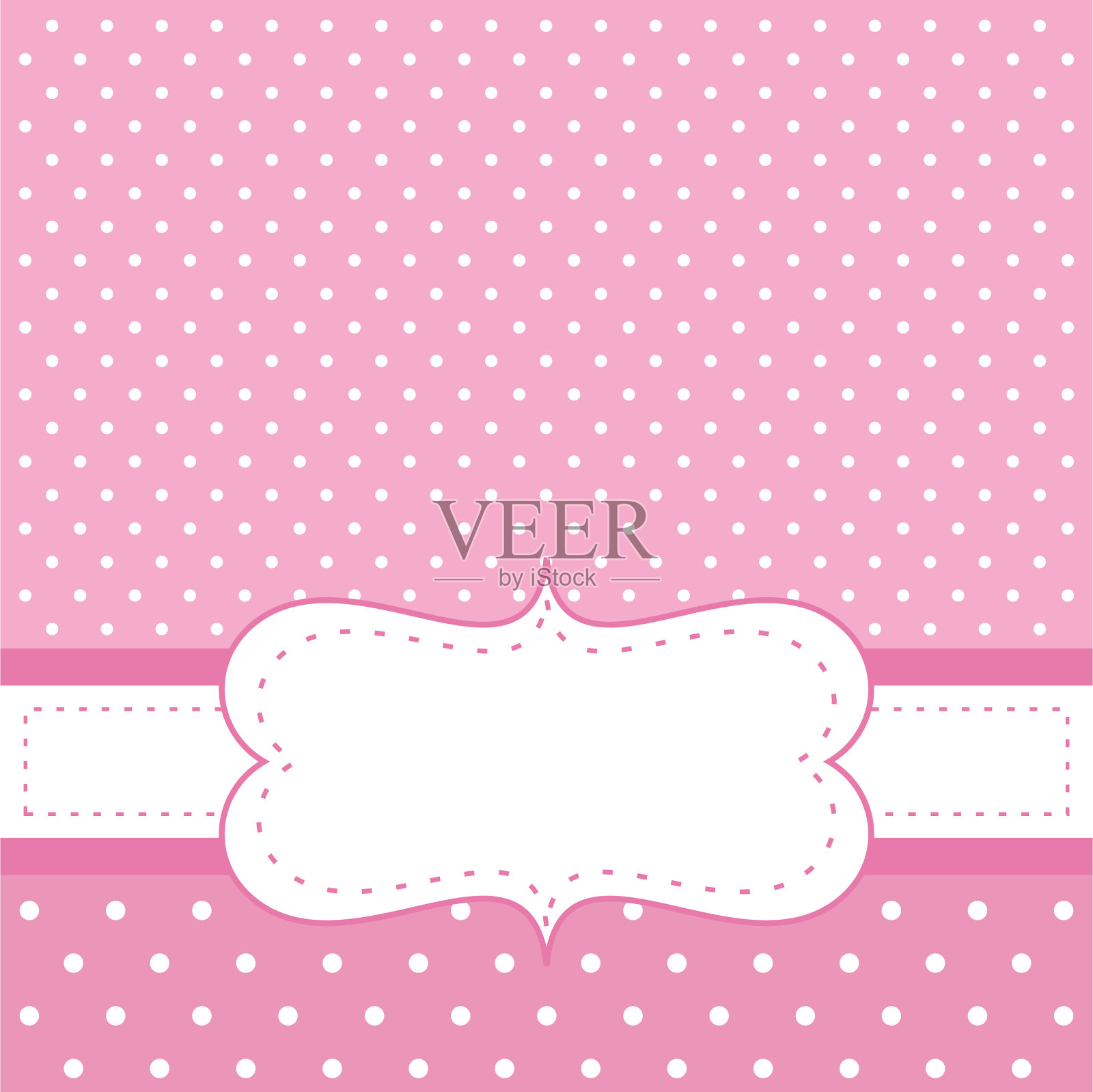 粉红色的带圆点的请帖插画图片素材