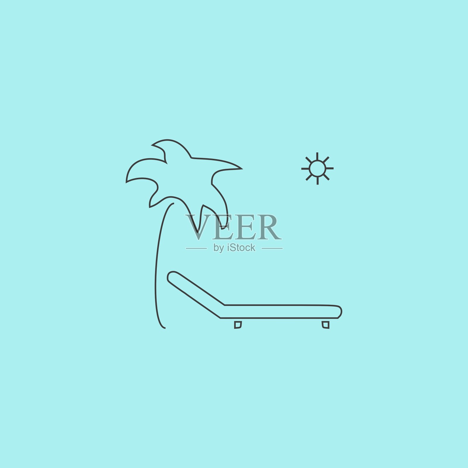 热带度假海滩日光浴椅-图标插画图片素材