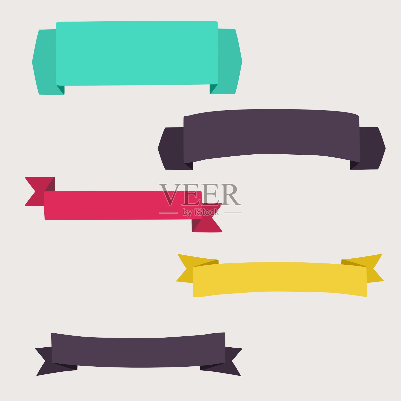 彩绘的纸横幅插画图片素材