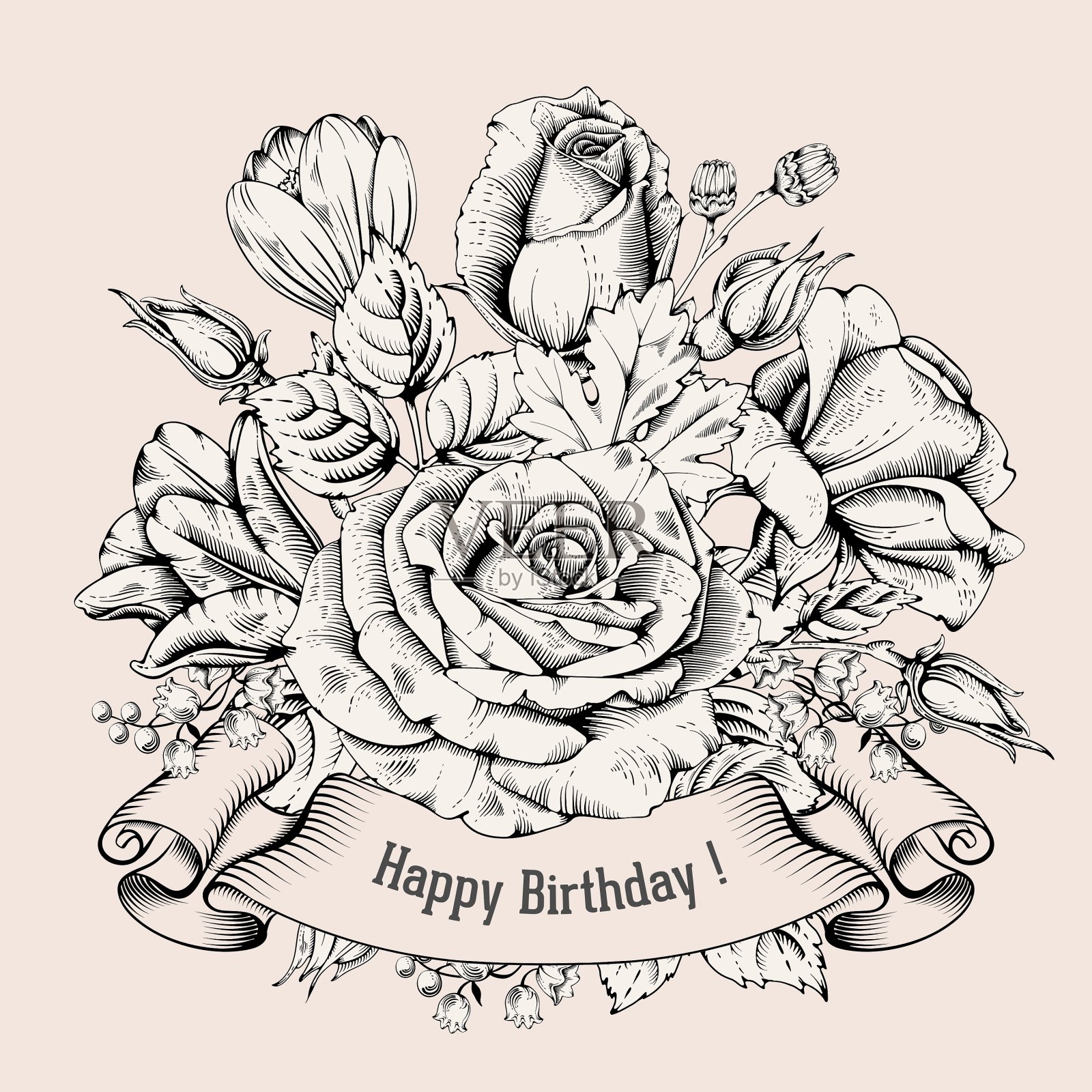 豪华玫瑰卡插画图片素材