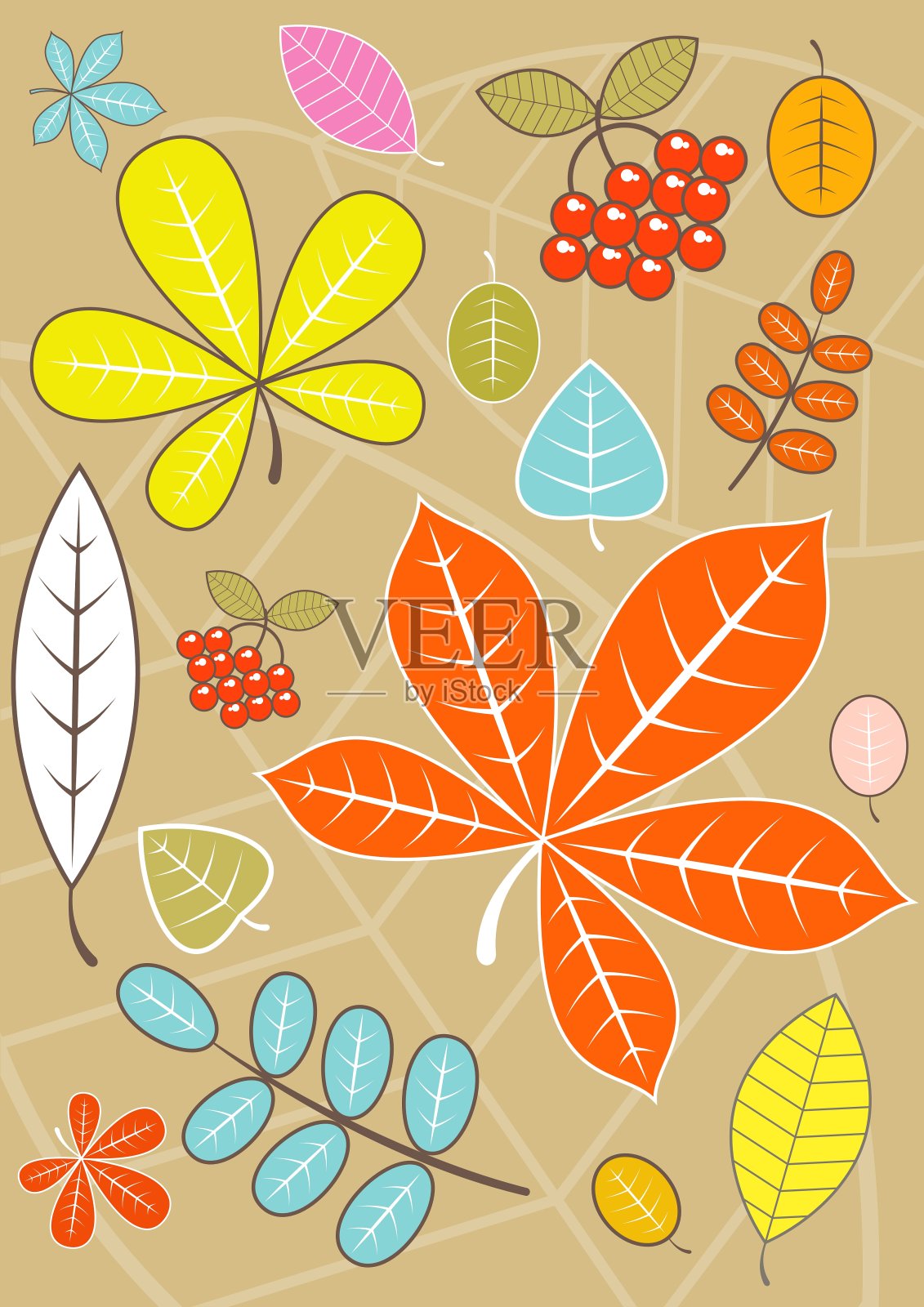 彩色的叶子插画图片素材