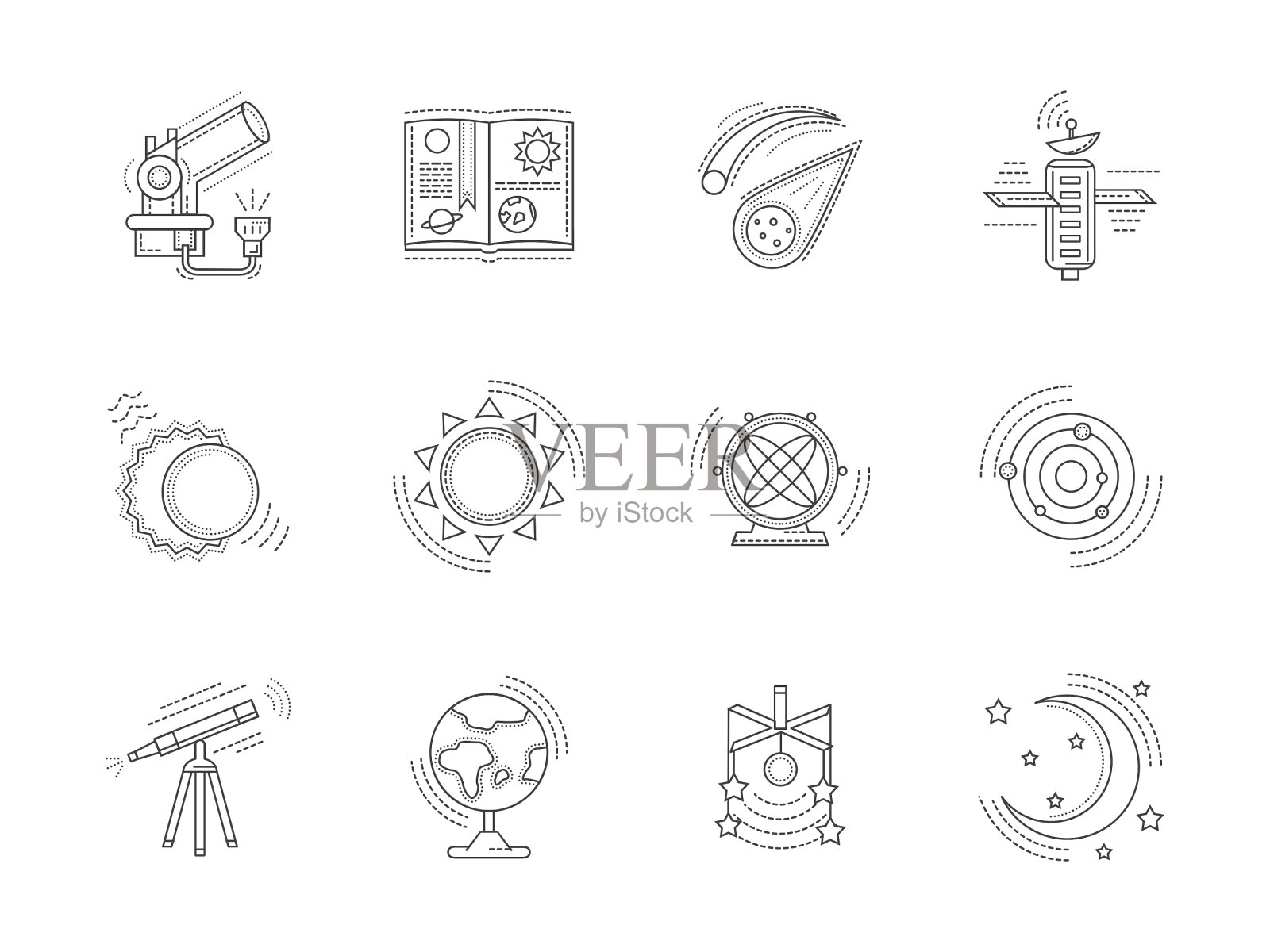 为天文学收集线性图标插画图片素材