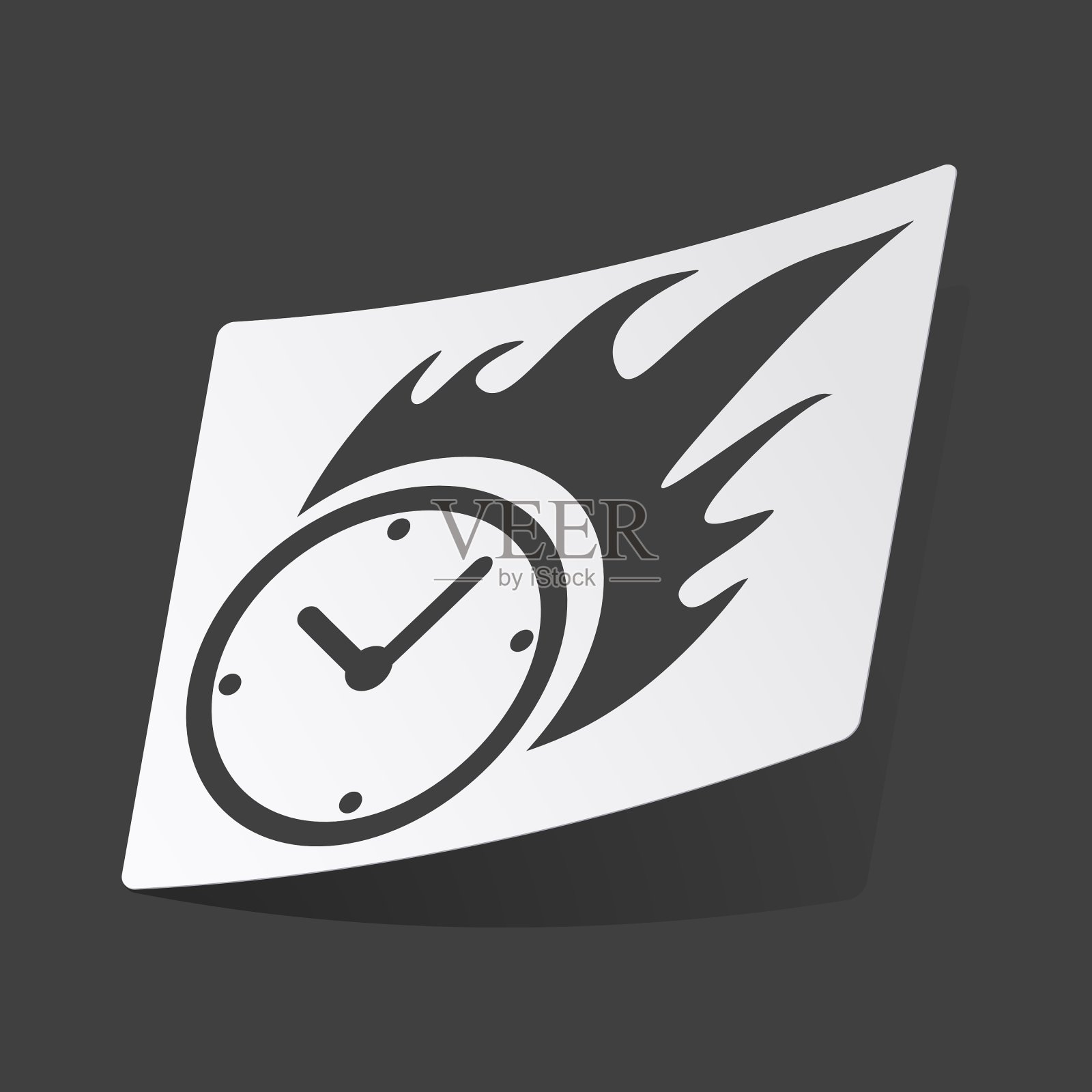 单色燃烧时钟贴纸插画图片素材