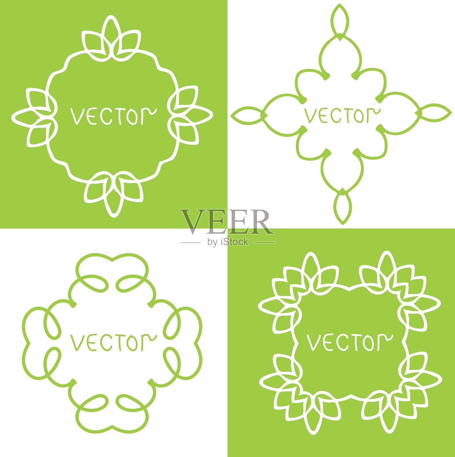 花的轮廓框架和边框单色光插画图片素材