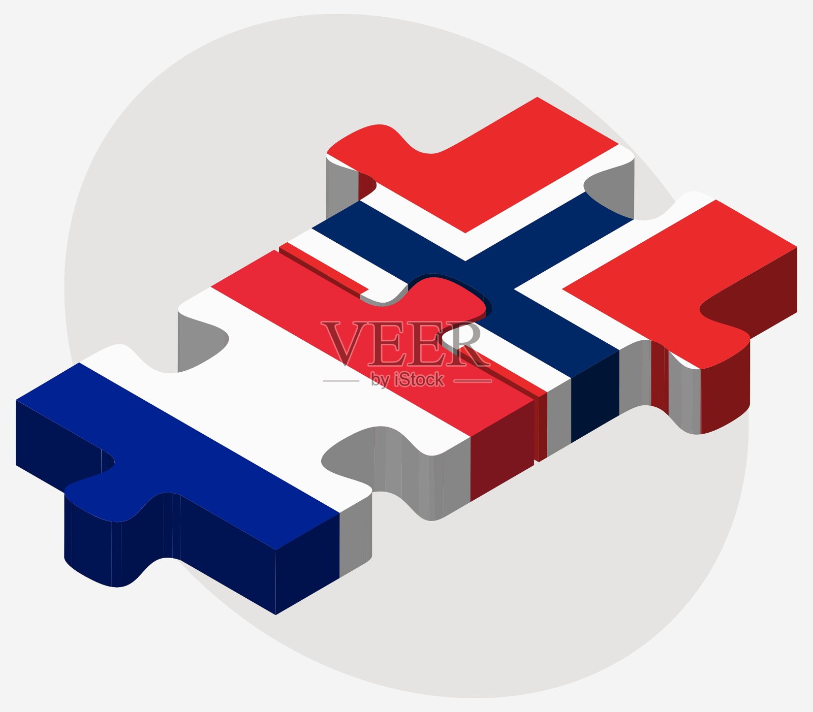 法国和挪威国旗插画图片素材