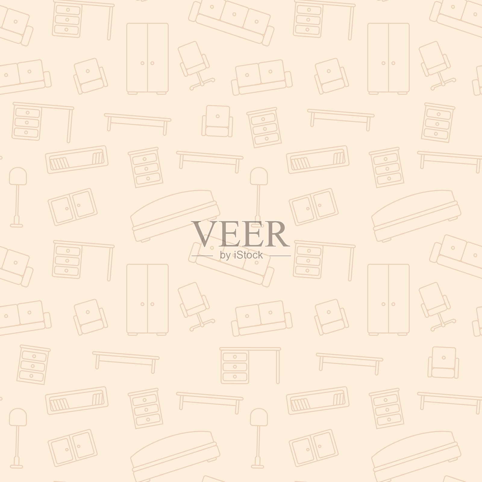 家具的无缝图案美丽的背景插画图片素材