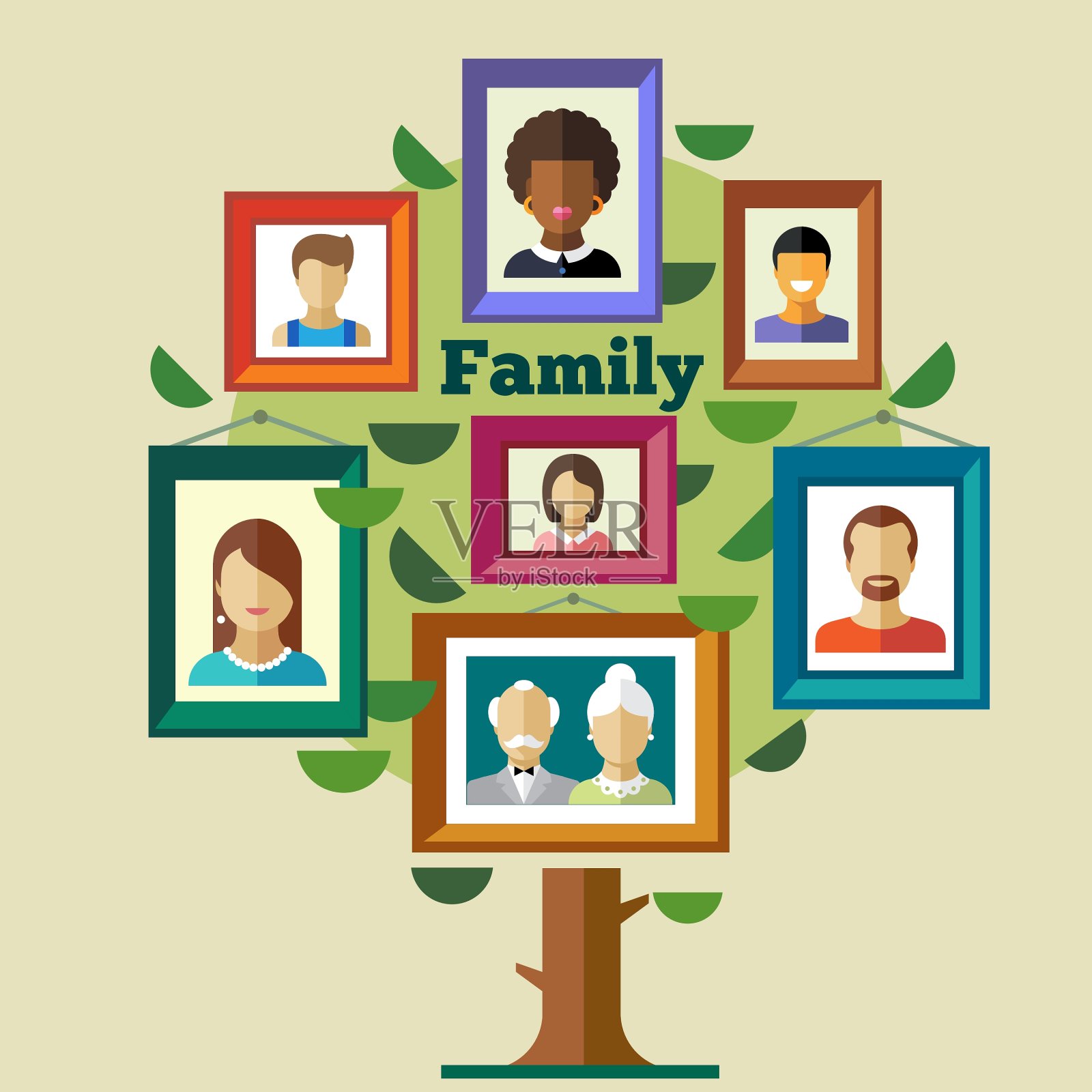 家谱关系和传统插画图片素材