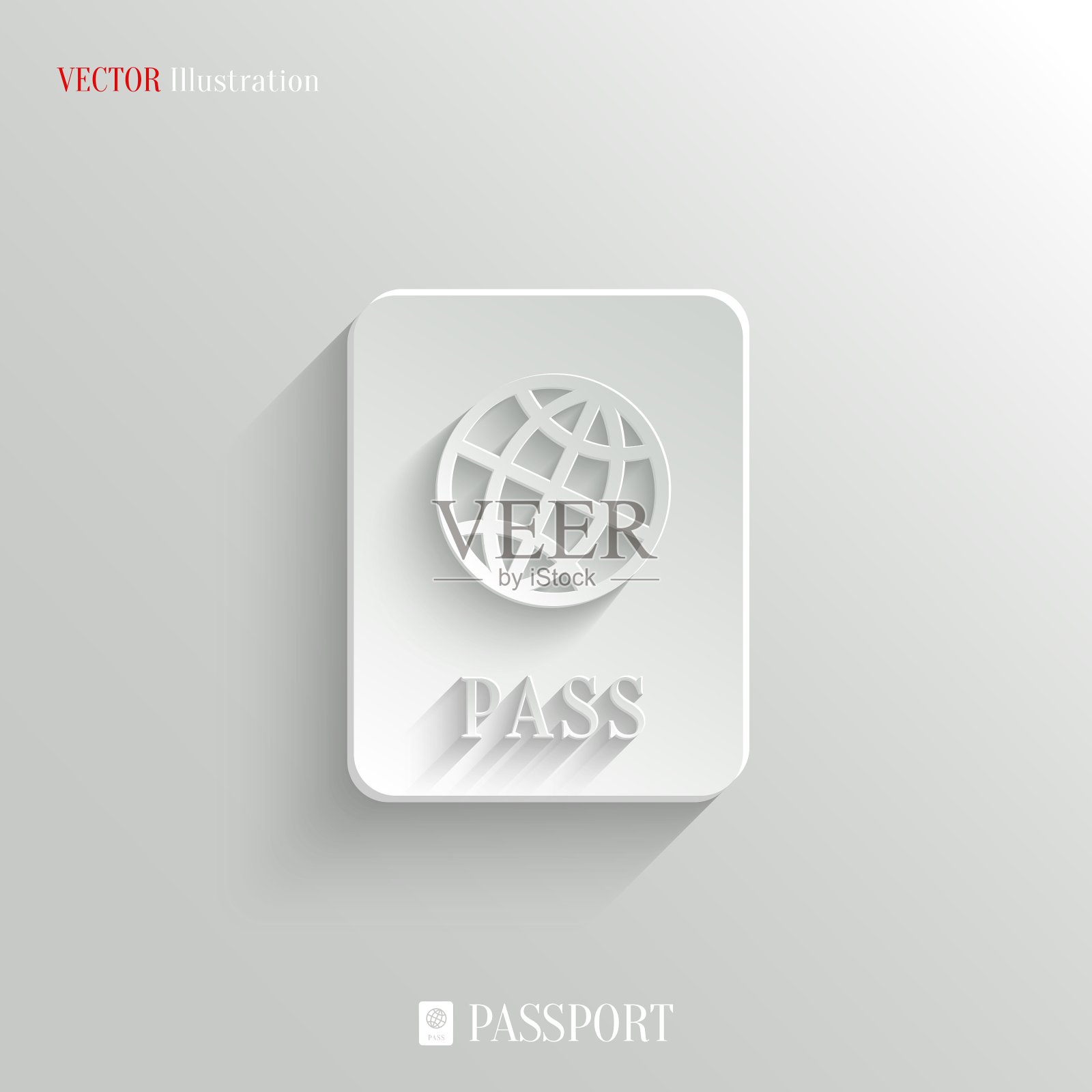 护照图标-白色的应用程序按钮插画图片素材