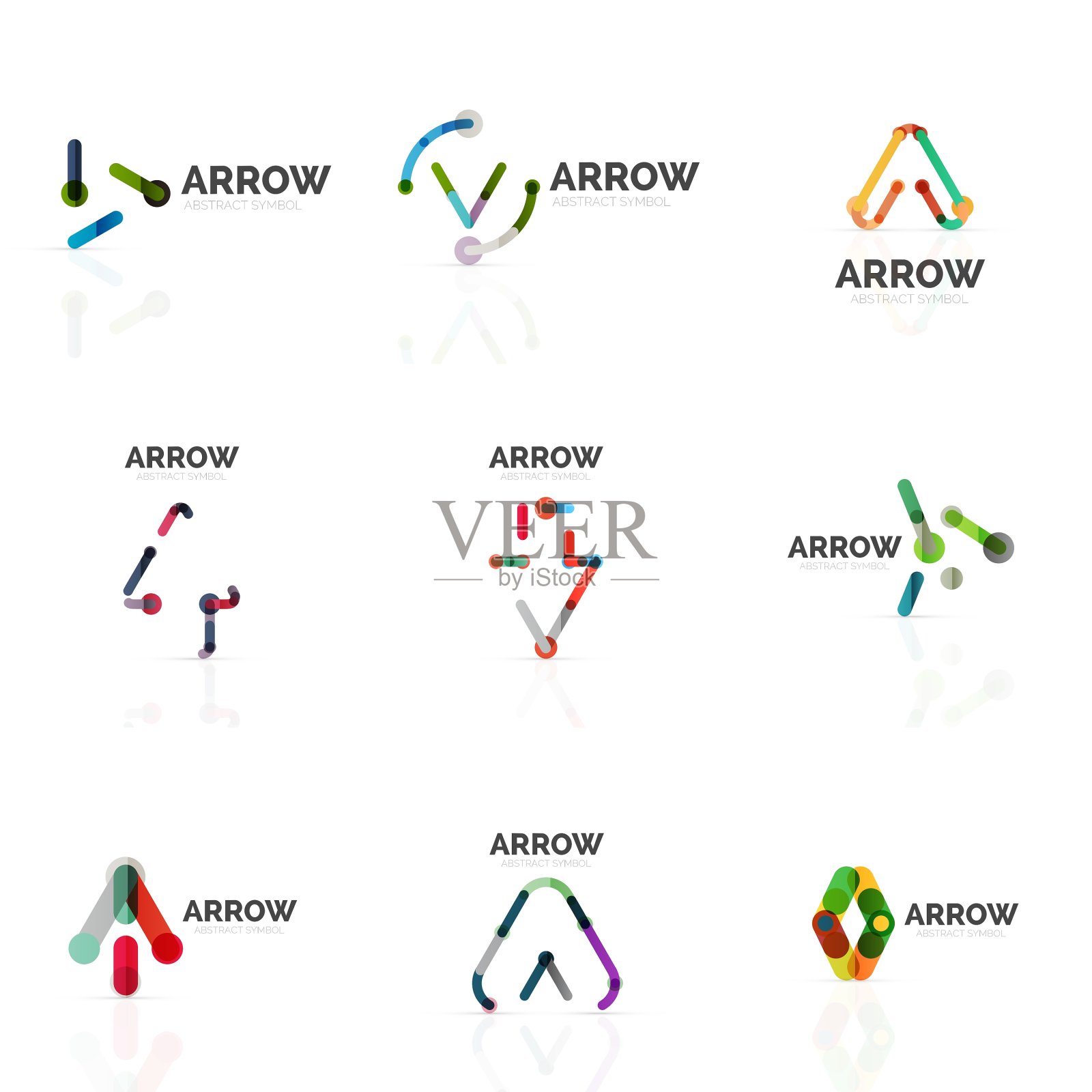 线性箭头抽象逻各斯连接图标素材