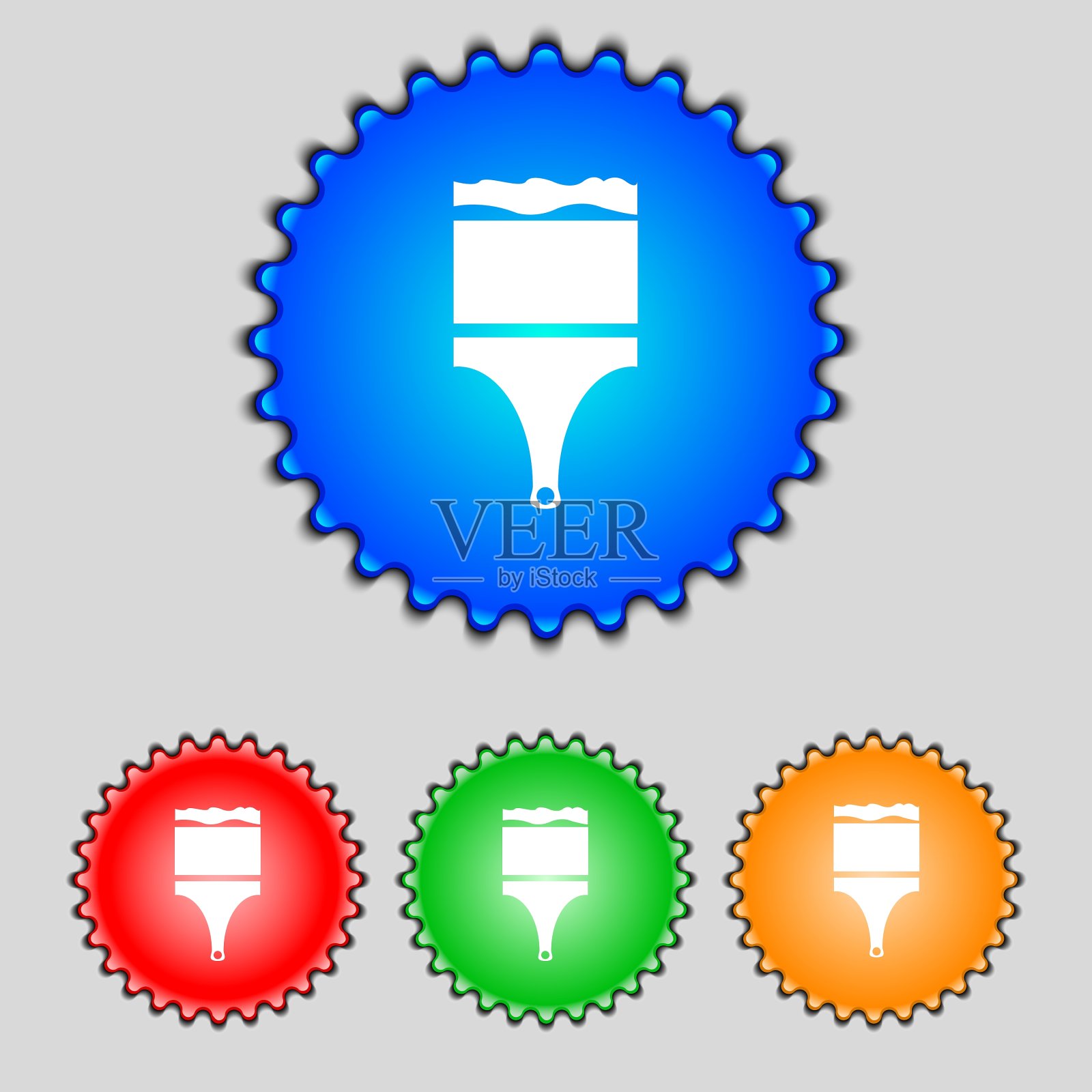 油漆刷子标志图标艺术家的标志一套彩色图标素材