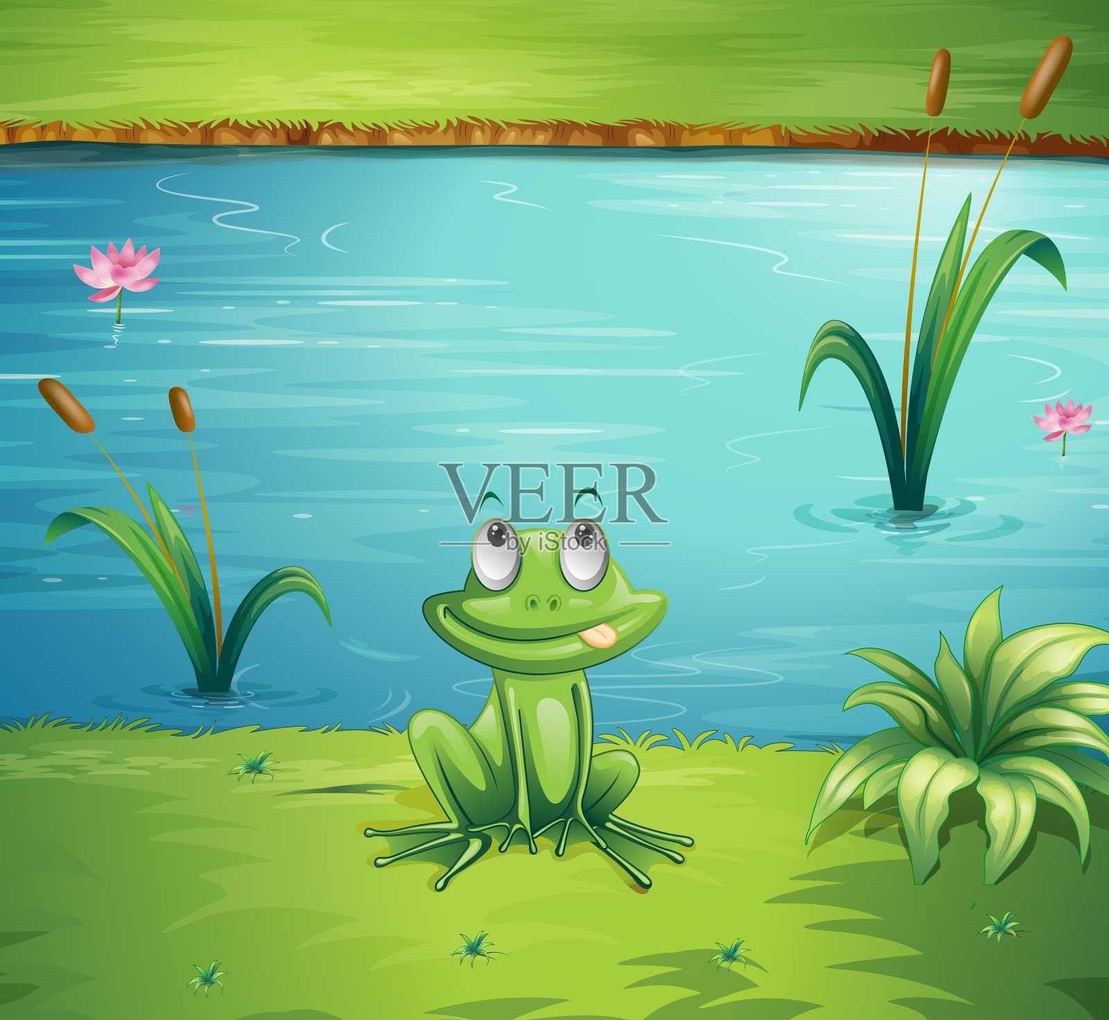 一只饥饿的青蛙插画图片素材