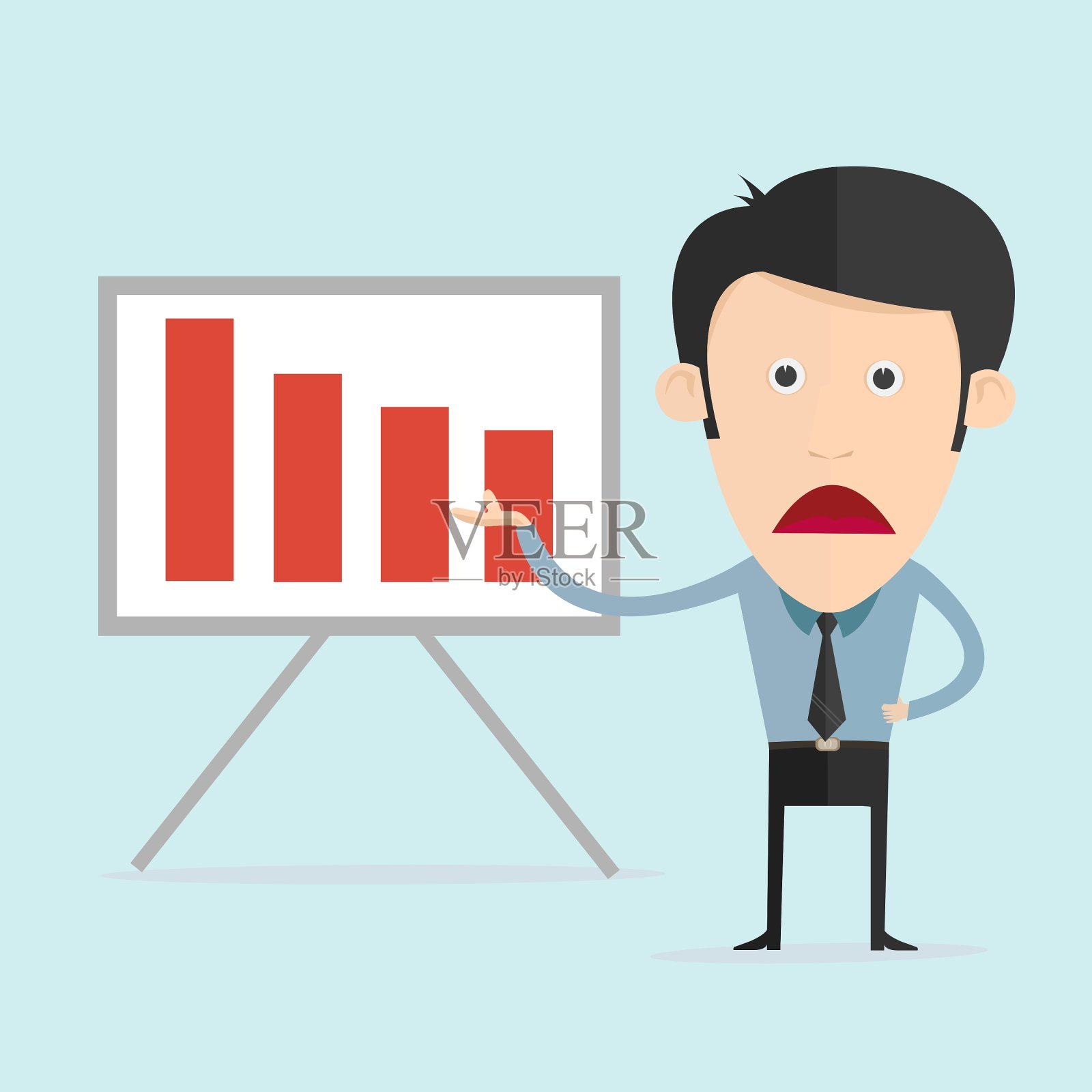 卡通与条形图在平面设计插画图片素材