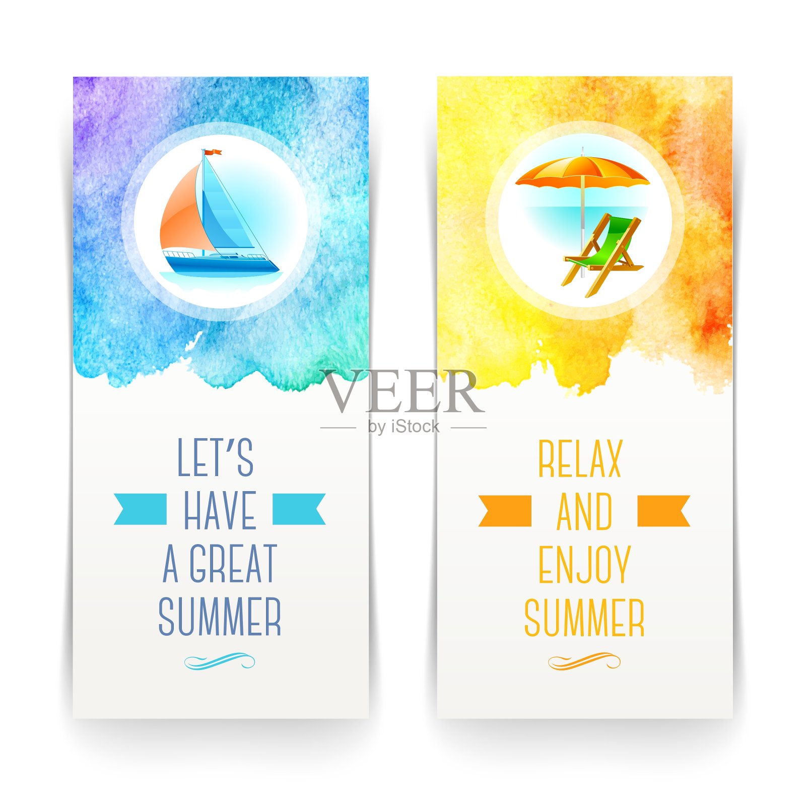 暑假和旅游横幅上写着问候插画图片素材