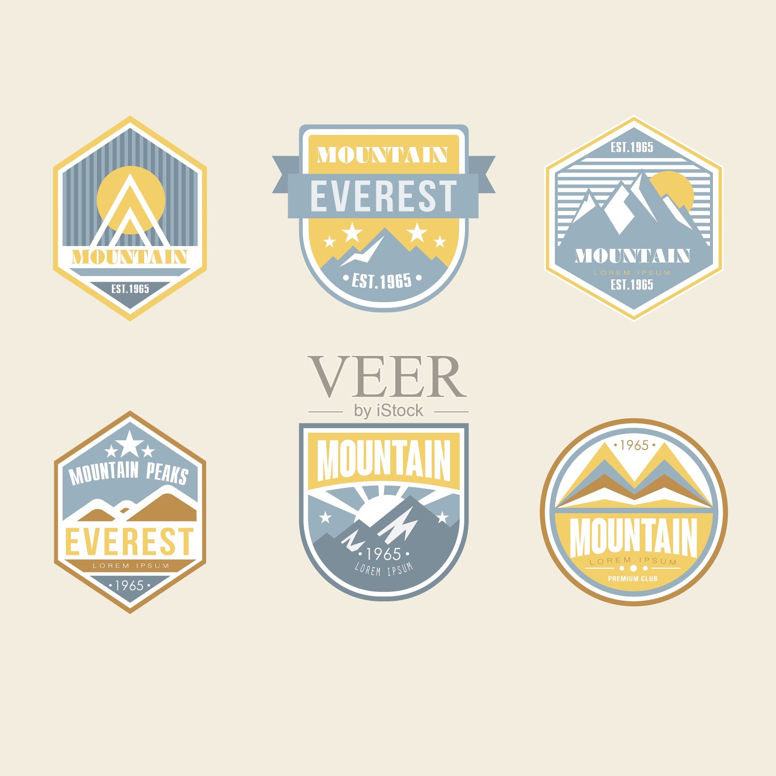 老式户外营地徽章和标志标志插画图片素材