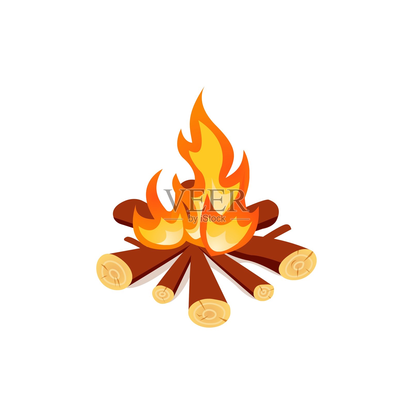 篝火孤立在白色背景明亮图标素材