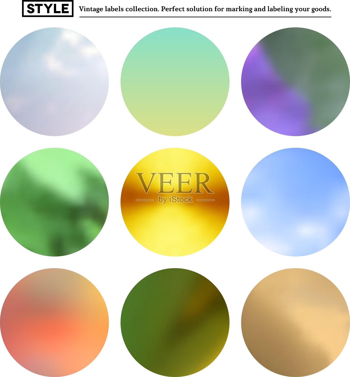 一组彩色模糊的圆点插画图片素材