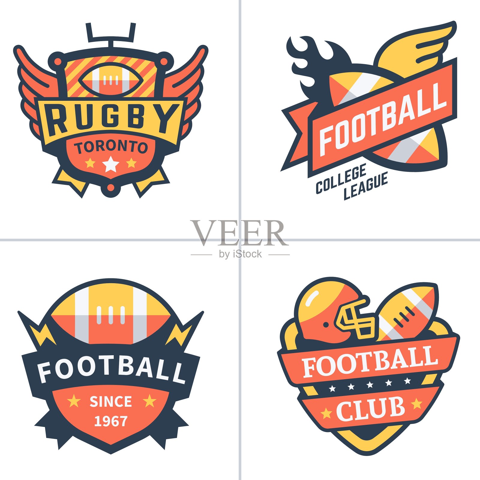 足球和橄榄球的标志设计元素图片