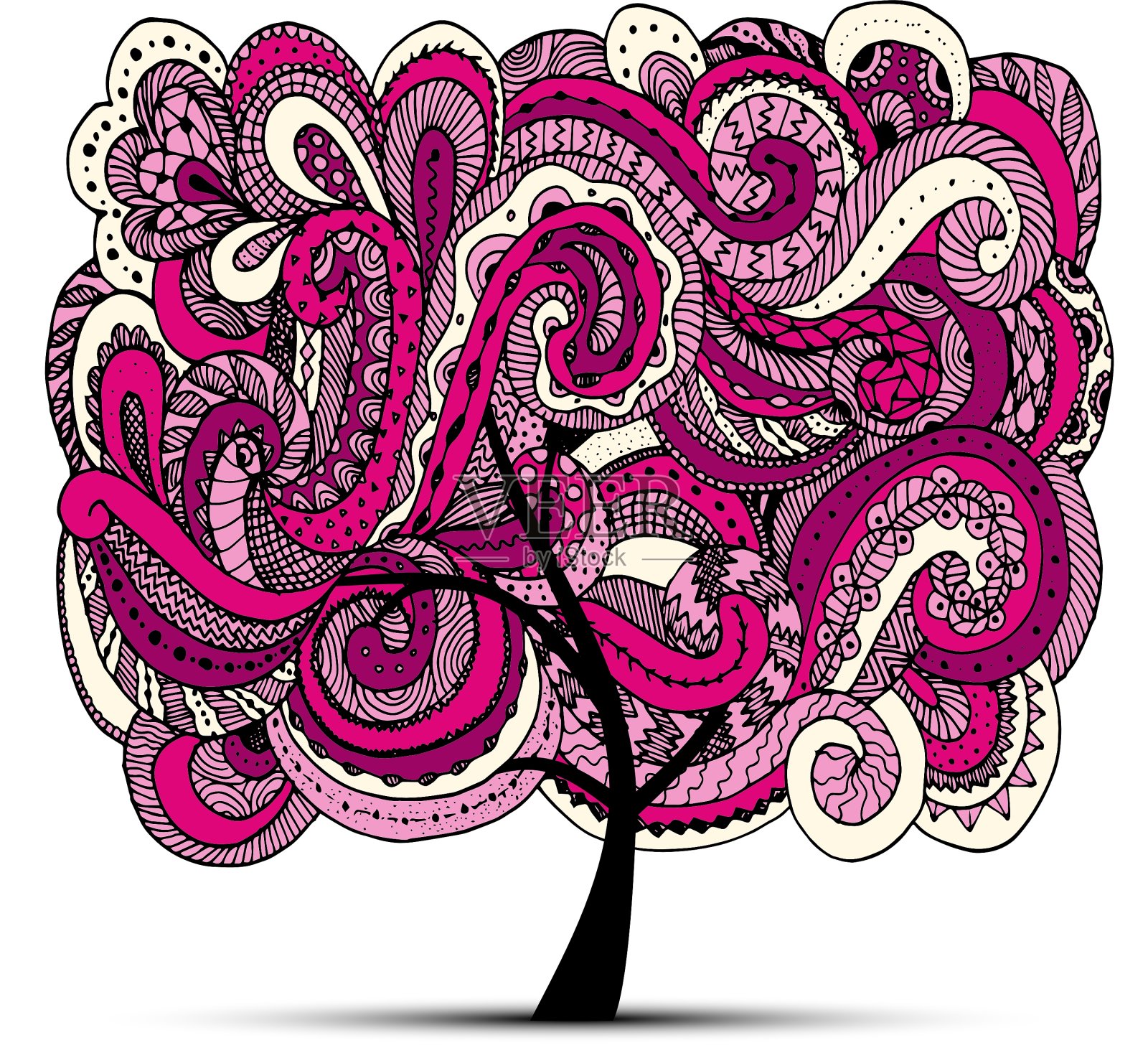 抽象的波浪树为您的设计插画图片素材