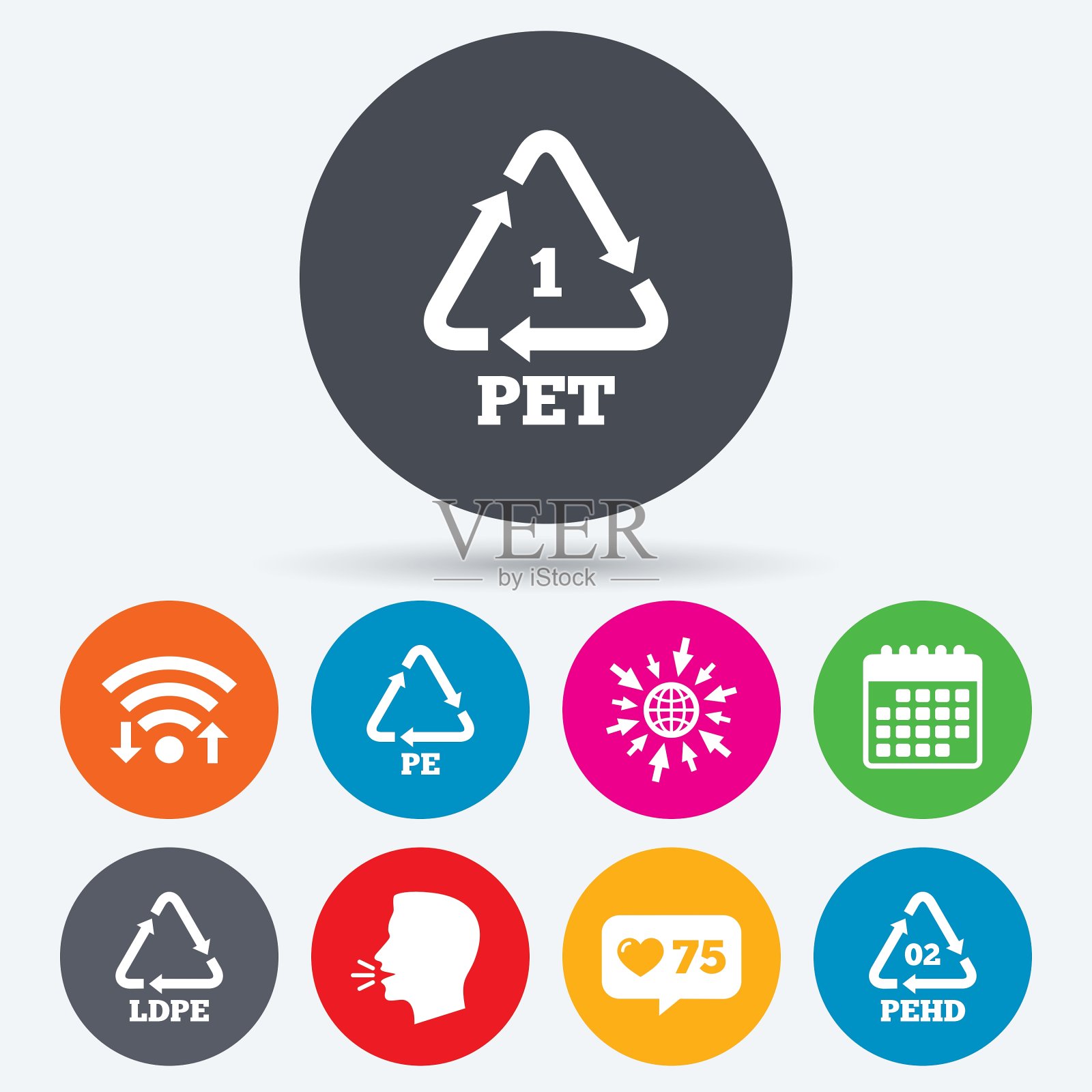 PET Ld-pe和Hd-pe聚对苯二甲酸乙二醇酯插画图片素材