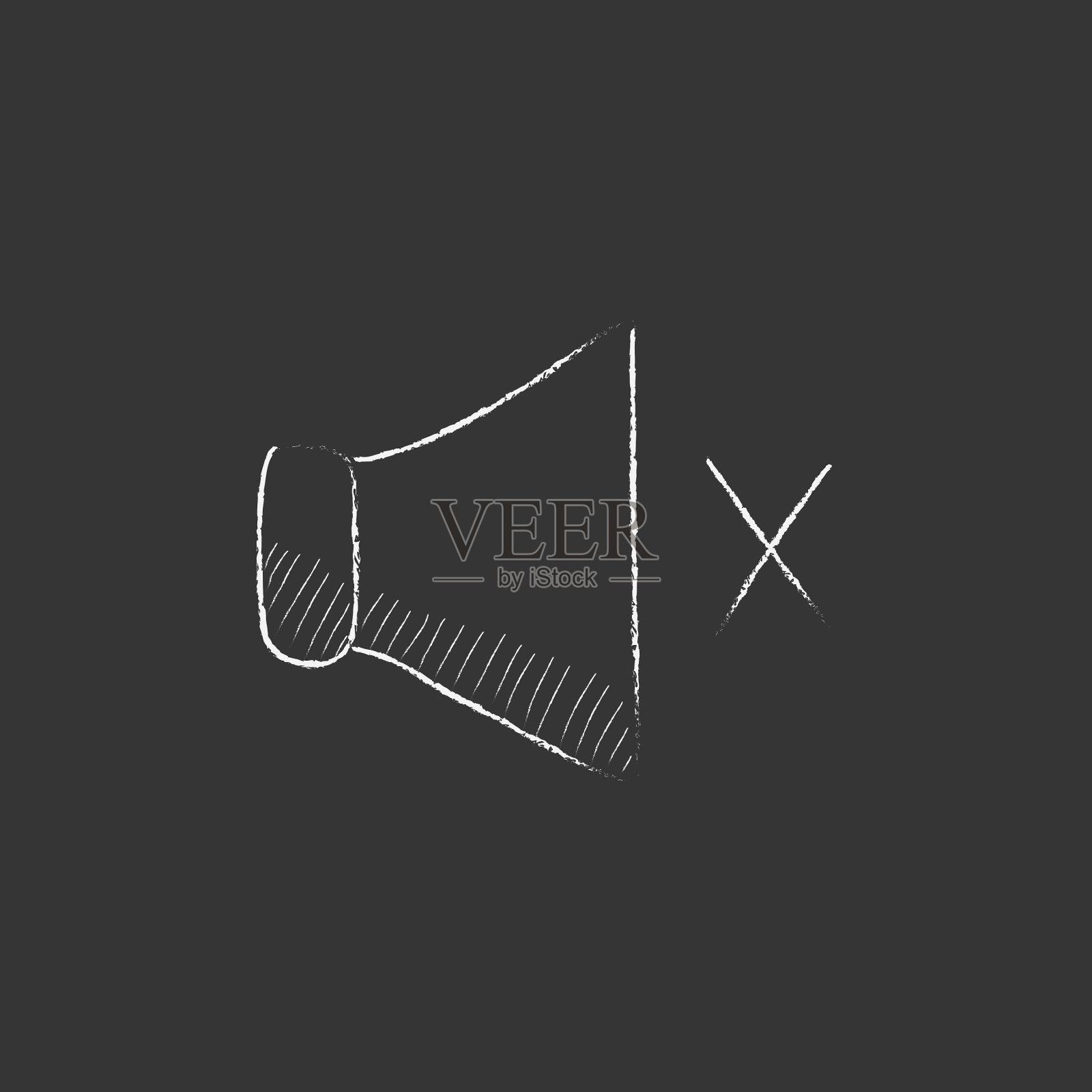 静音扬声器以粉笔图标绘制插画图片素材