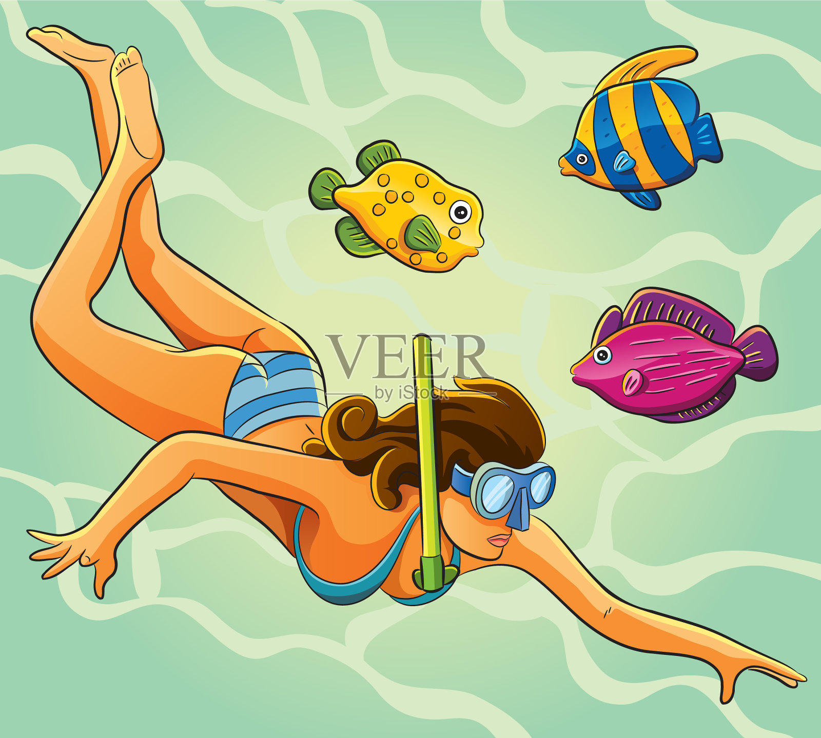 性感的潜水员插画图片素材