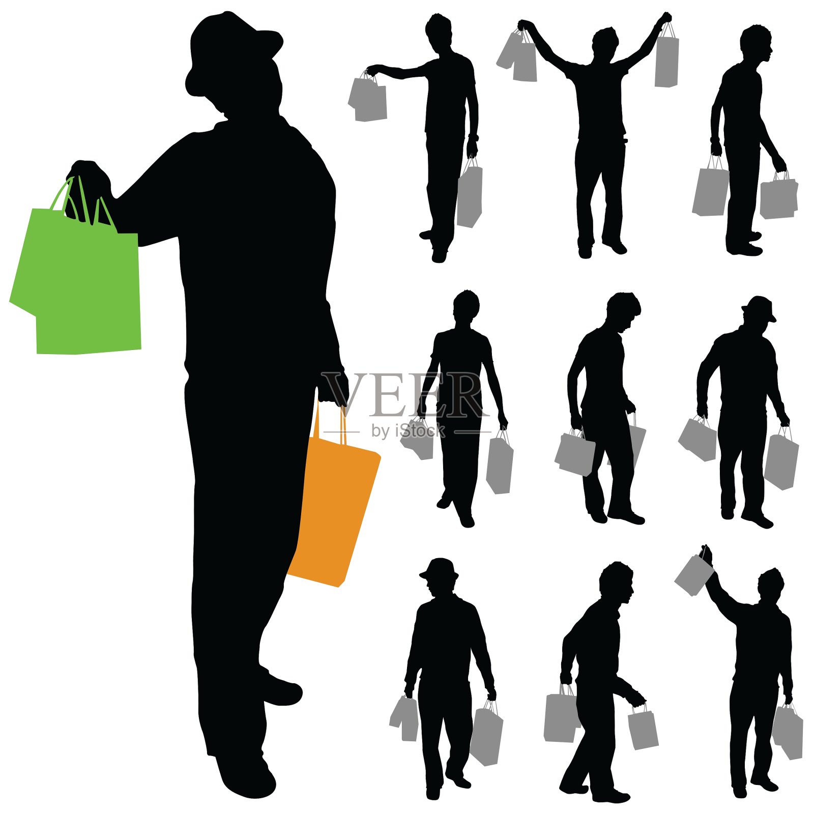 拿着购物袋的男人设计元素图片