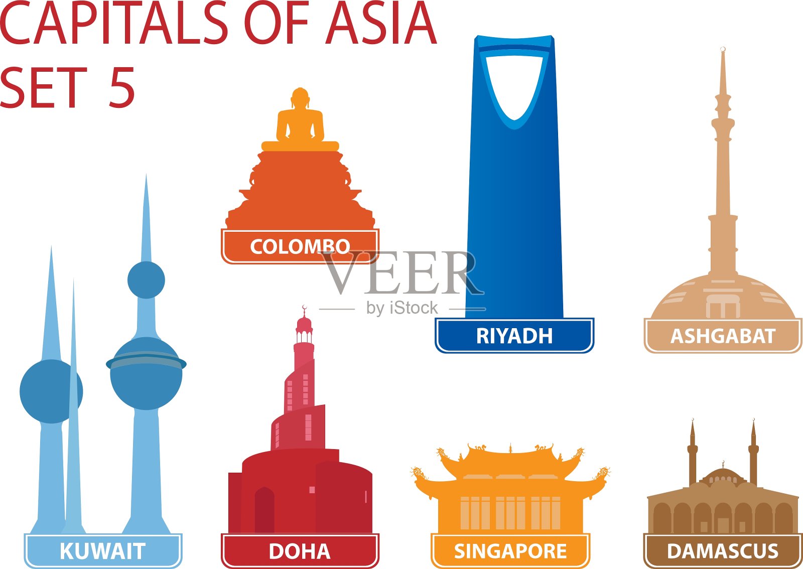 亚洲的国家插画图片素材