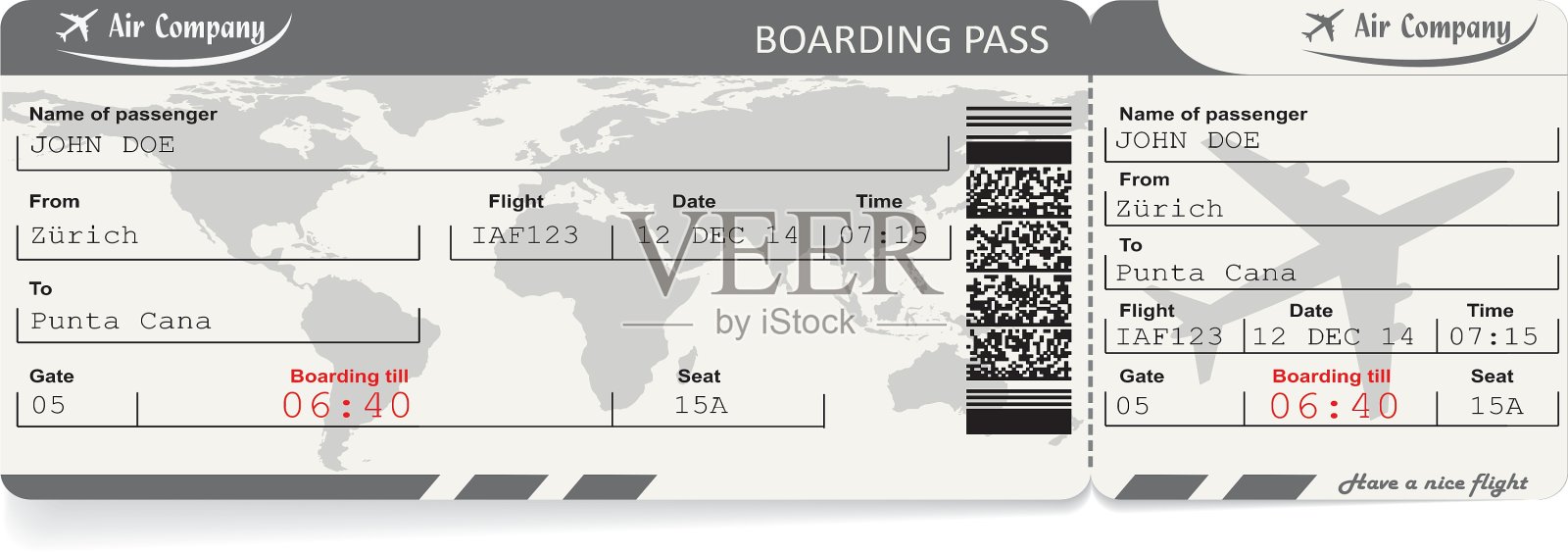 航空公司登机牌机票的模式设计模板素材