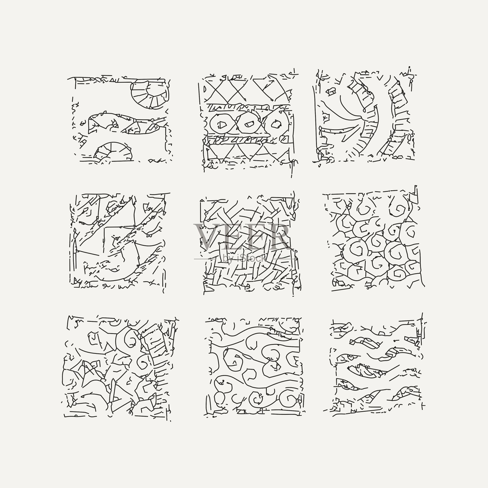 玛雅风格的积木插画图片素材