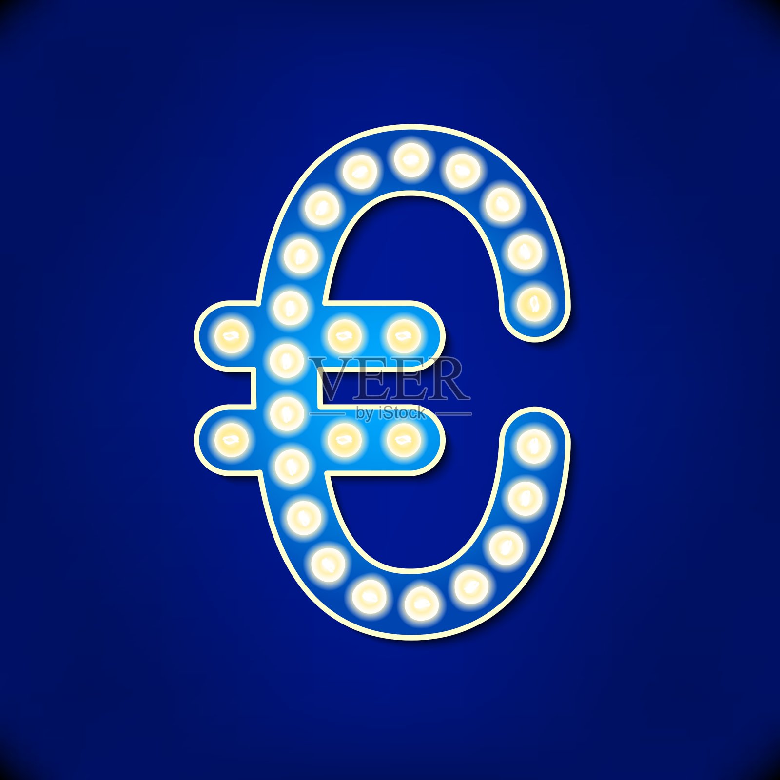 反光灯欧元符号插画图片素材