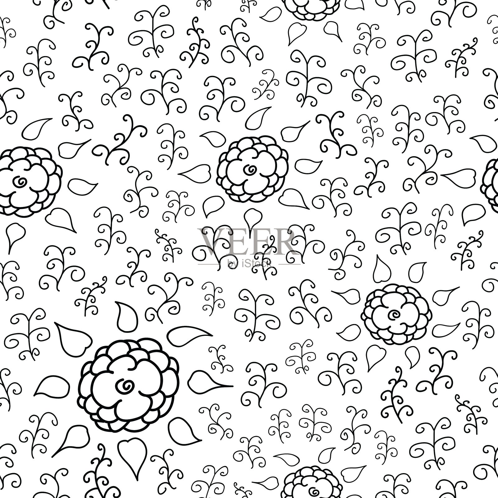 手绘花卉无缝衔接插画图片素材