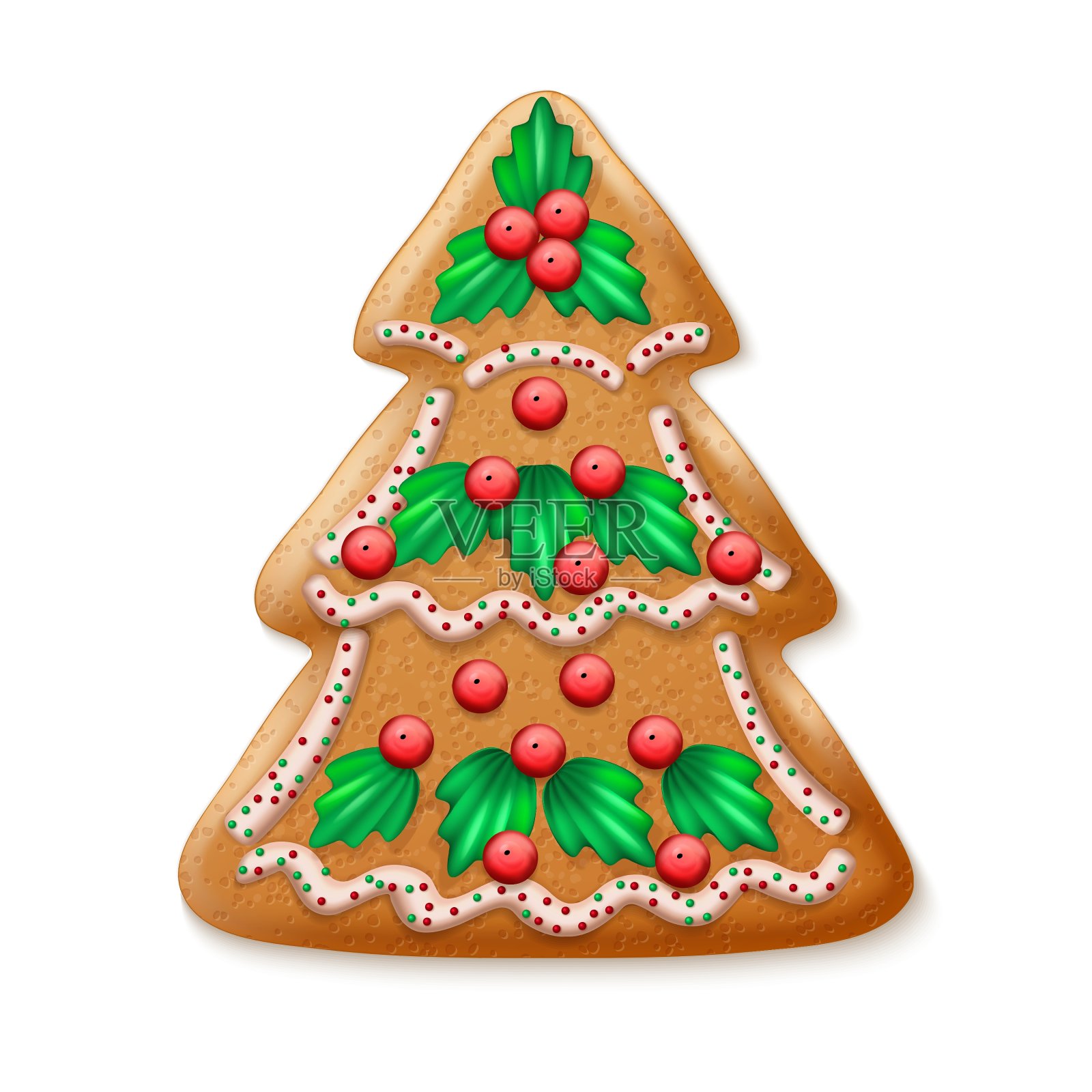 装饰逼真的传统圣诞树设计元素图片