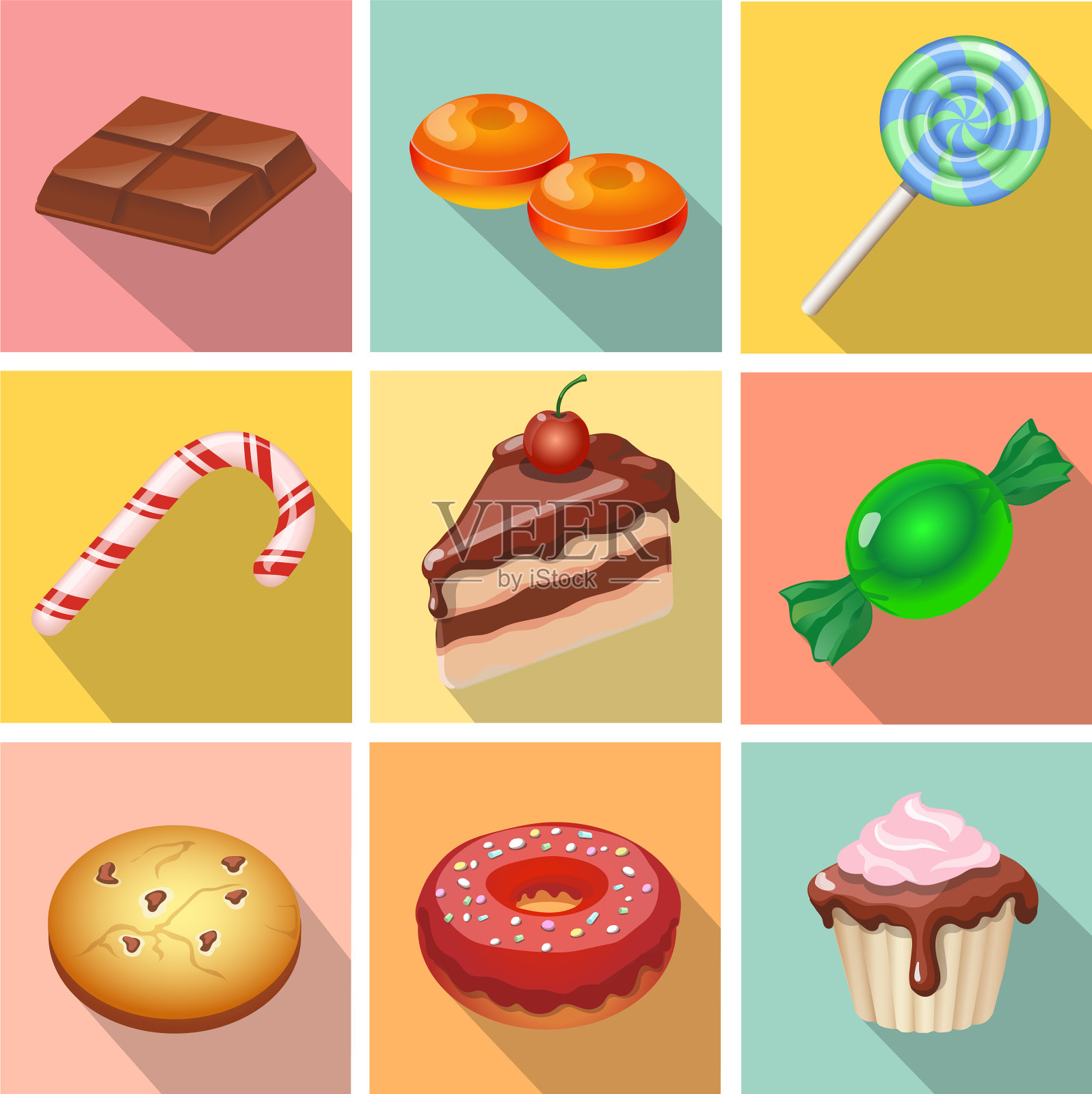糖果糖果和蛋糕图标海报插画图片素材