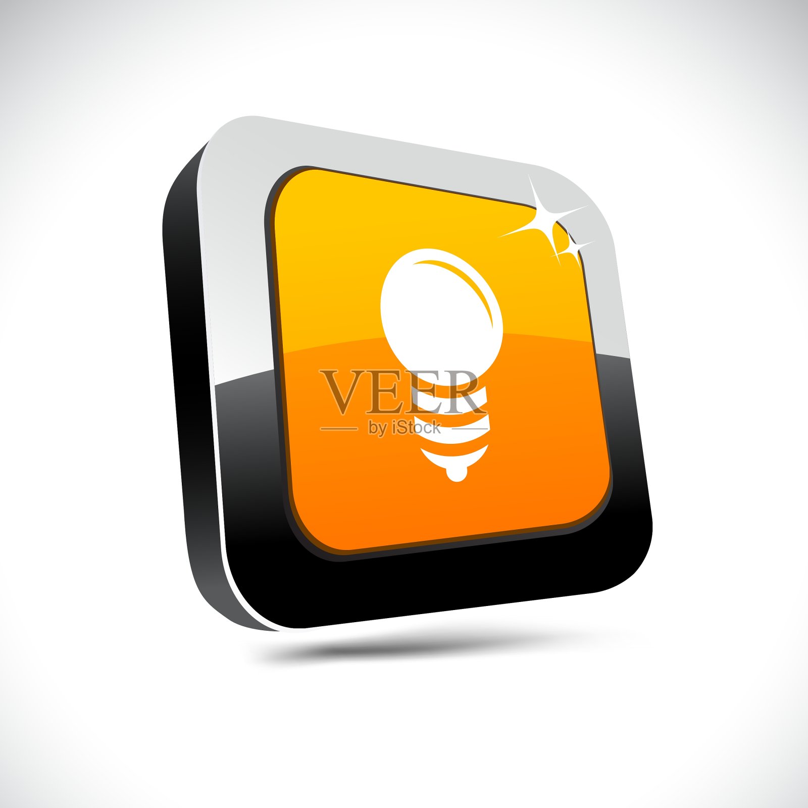 灯泡3d方形按钮图标素材