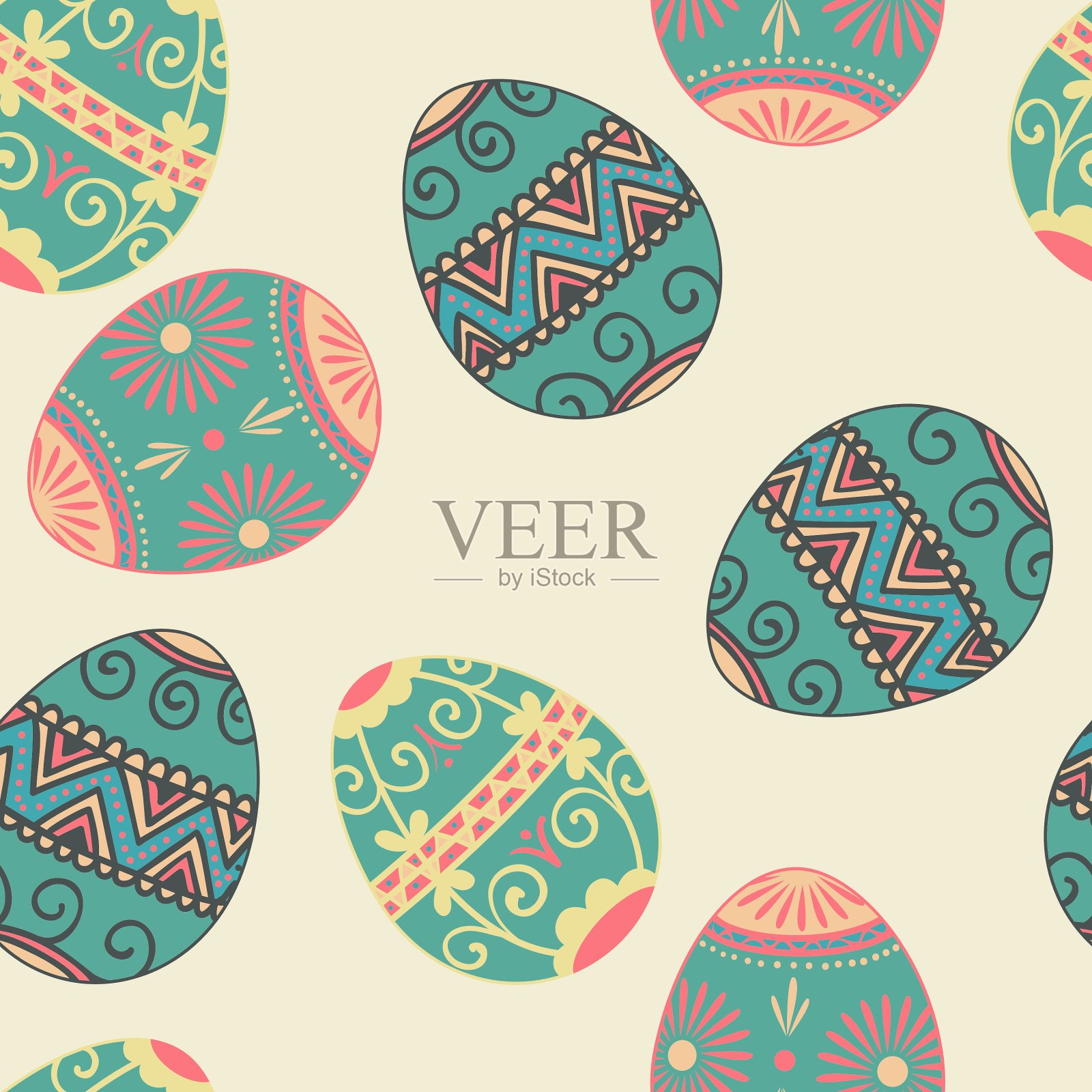 无缝复活节彩蛋图案优雅插画图片素材
