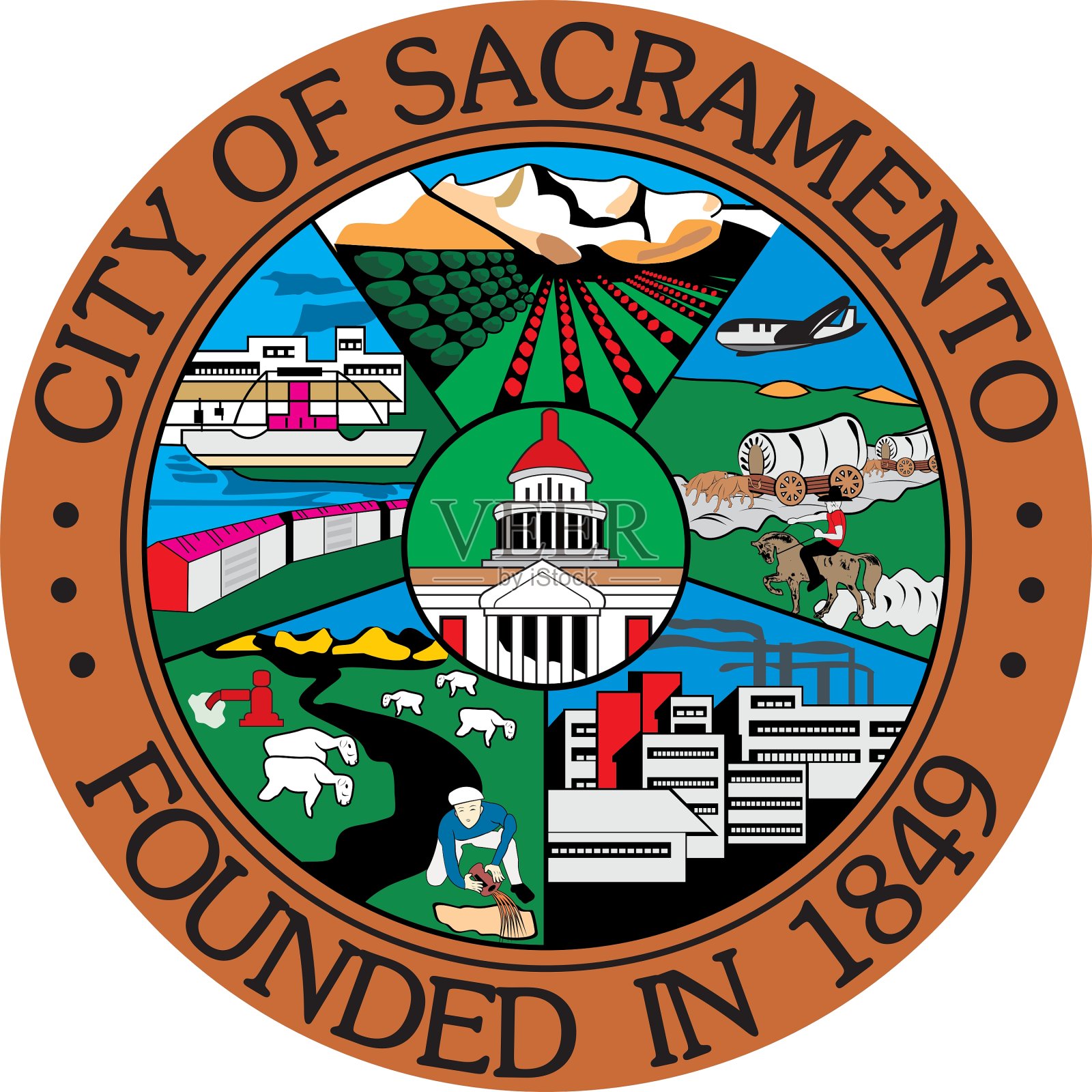 萨克拉门托城市密封插画图片素材
