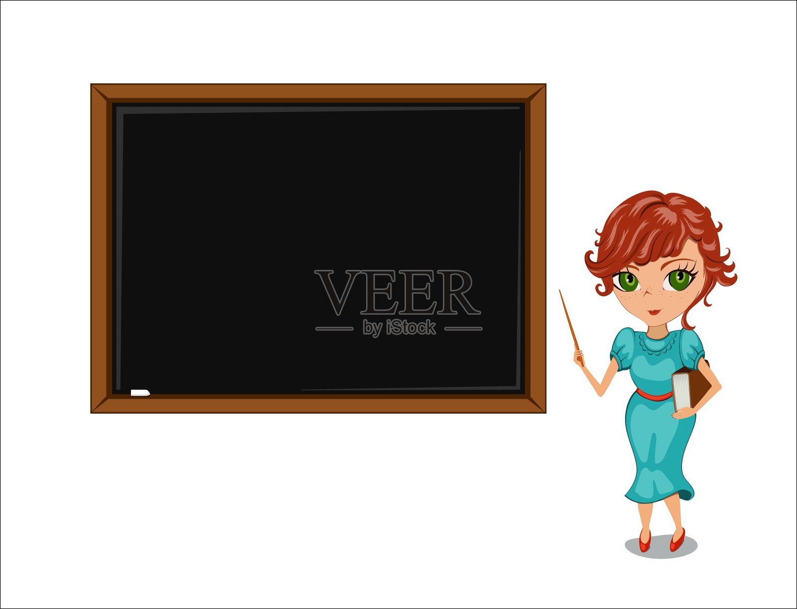 卡通老师在黑板旁插画图片素材