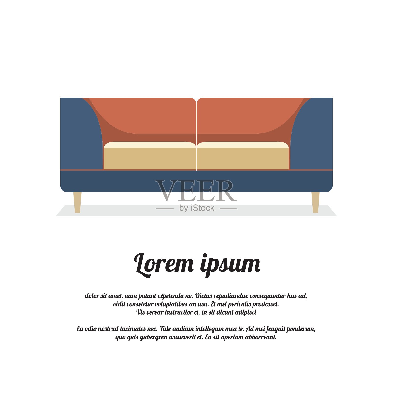 现代沙发复古风格插画图片素材